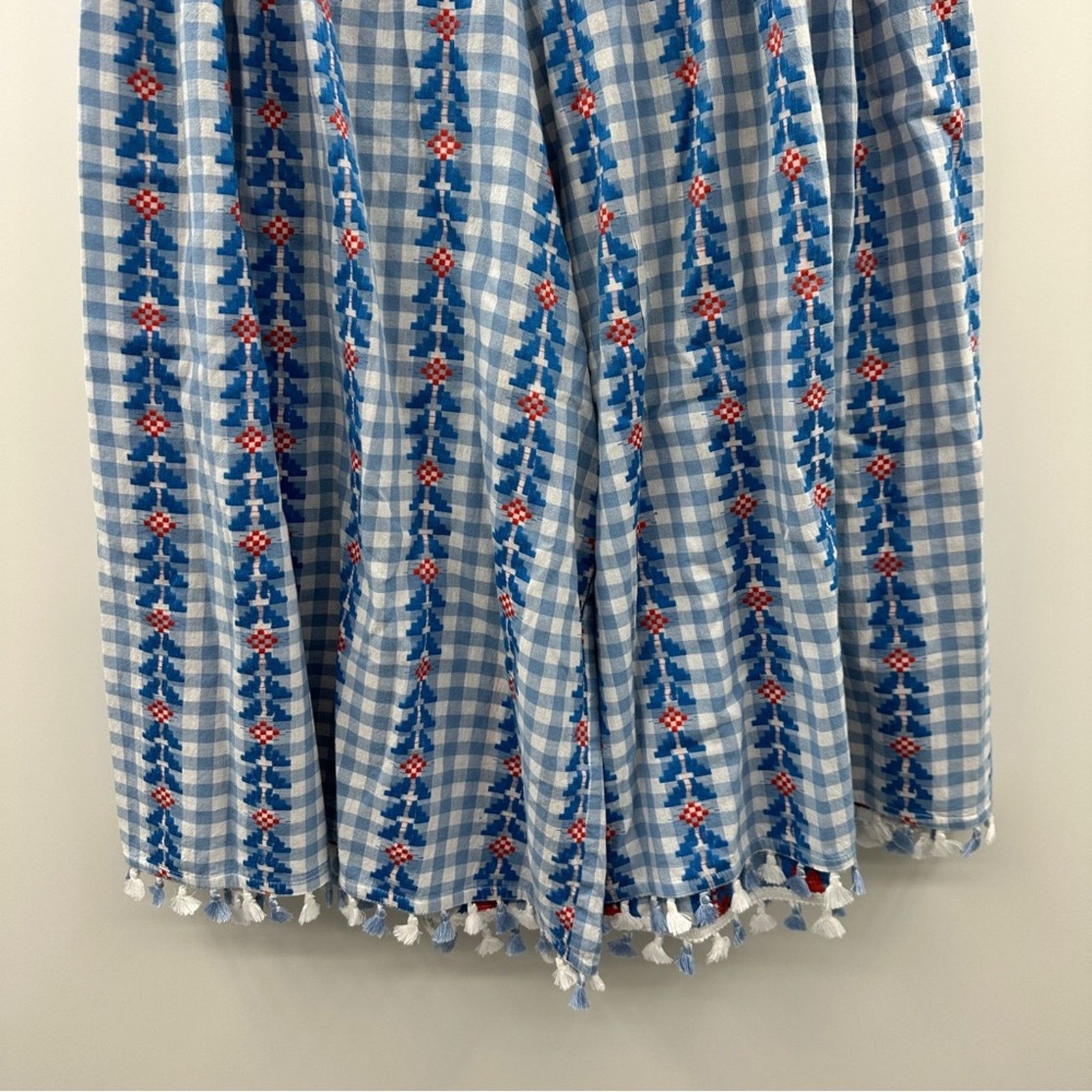Dodo Bar Or DoDo Bar Or Fernanda Wide Leg Gingham Tassel High Rise Pants Size 31" - 3 Thumbnail