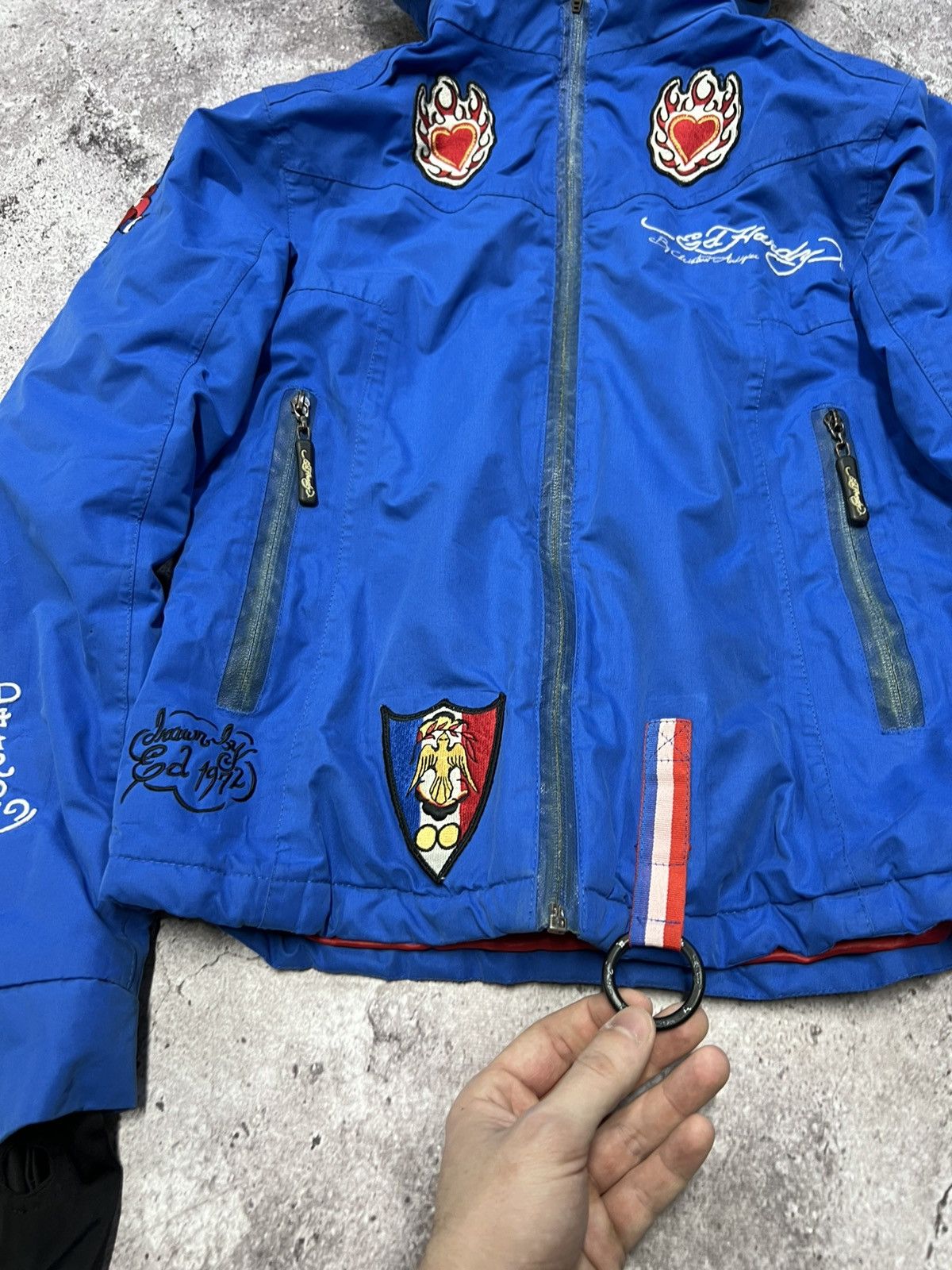 Ed Hardy Ed Hardy by Christian Audigier Embroidered Fur Bomber Jacket Size M / US 6-8 / IT 42-44 - 6 Thumbnail