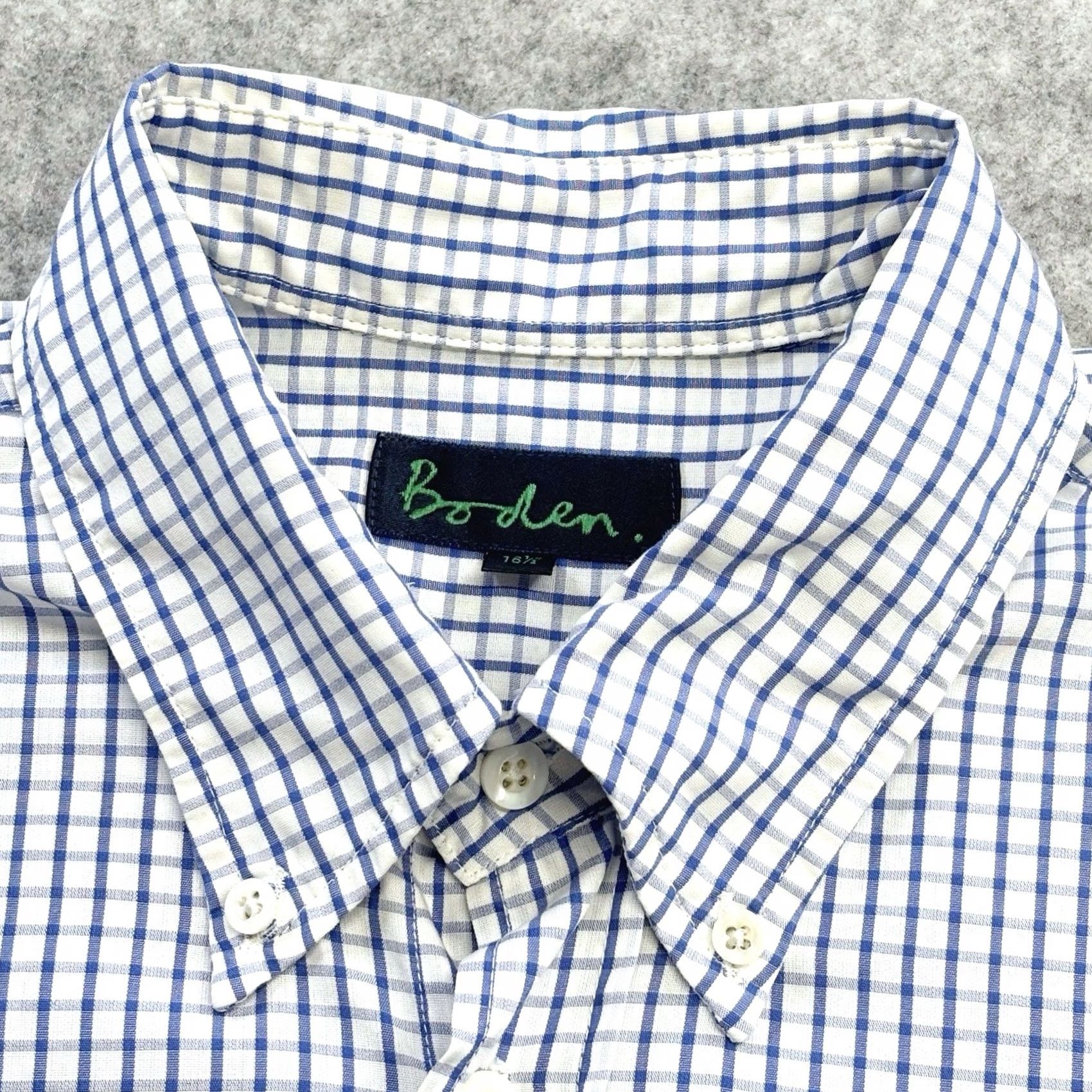 Boden Boden Shirt 16.5” Check Blue White Mens Button-Down Long Sleeve Formal Work Used Size 46R - 5 Thumbnail