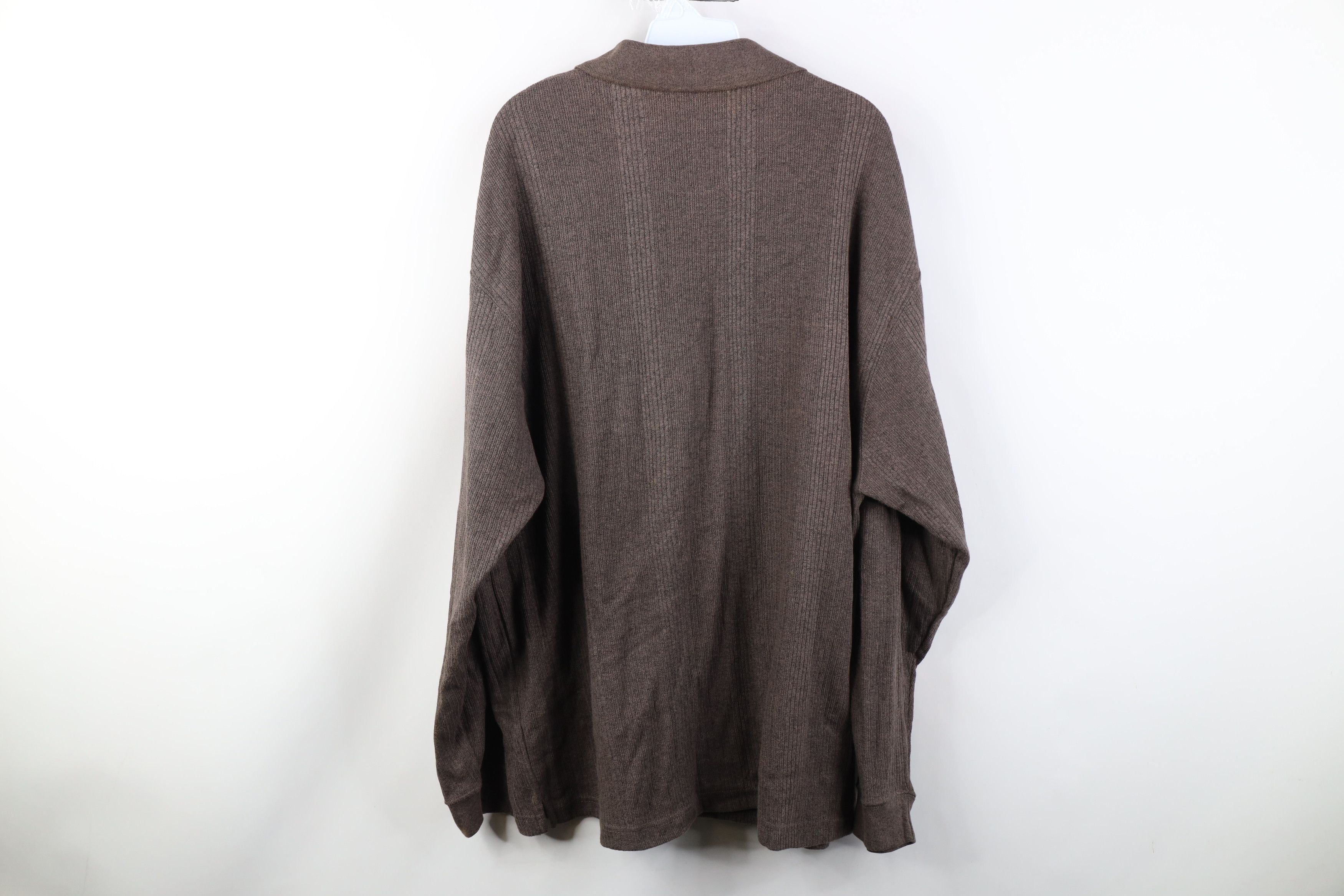 Vintage Vintage 90s Streetwear Ribbed Knit Long Sleeve Polo Brown Size US XL / EU 56 / 4 - 11 Thumbnail