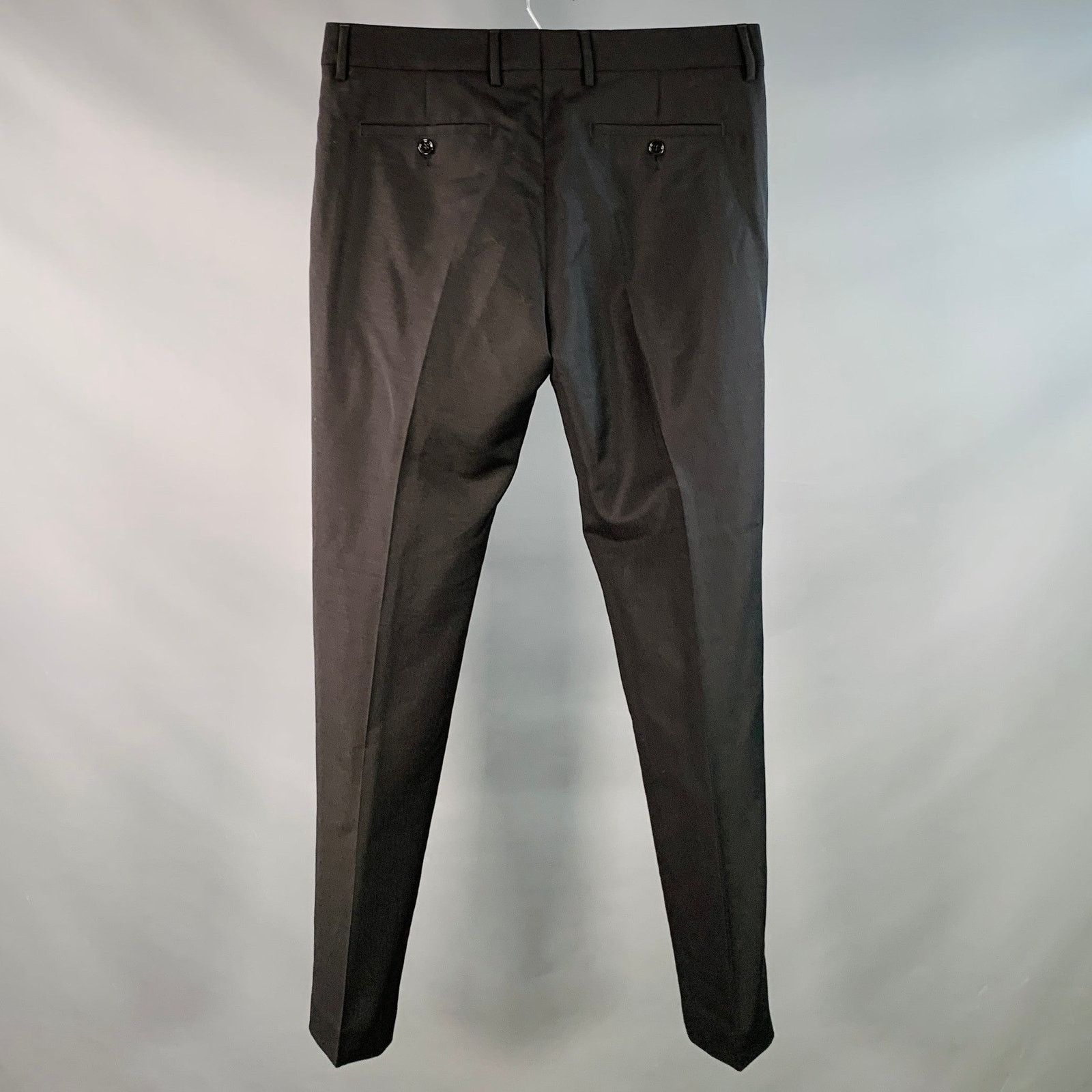 AMI Size 34 Black Mohair Virgin Wool Dress Pants Size US 34 / EU 50 - 2 Thumbnail