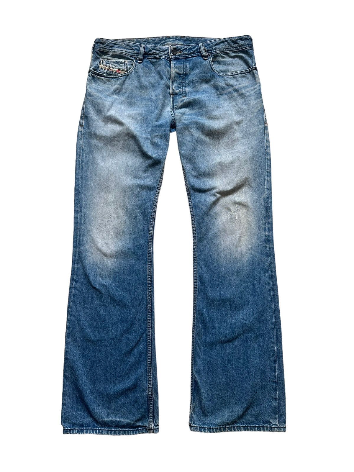 image of Flare Jeans Diesel Industry Distressed Boot Cut Pants in Blue, Men's (Size 34)