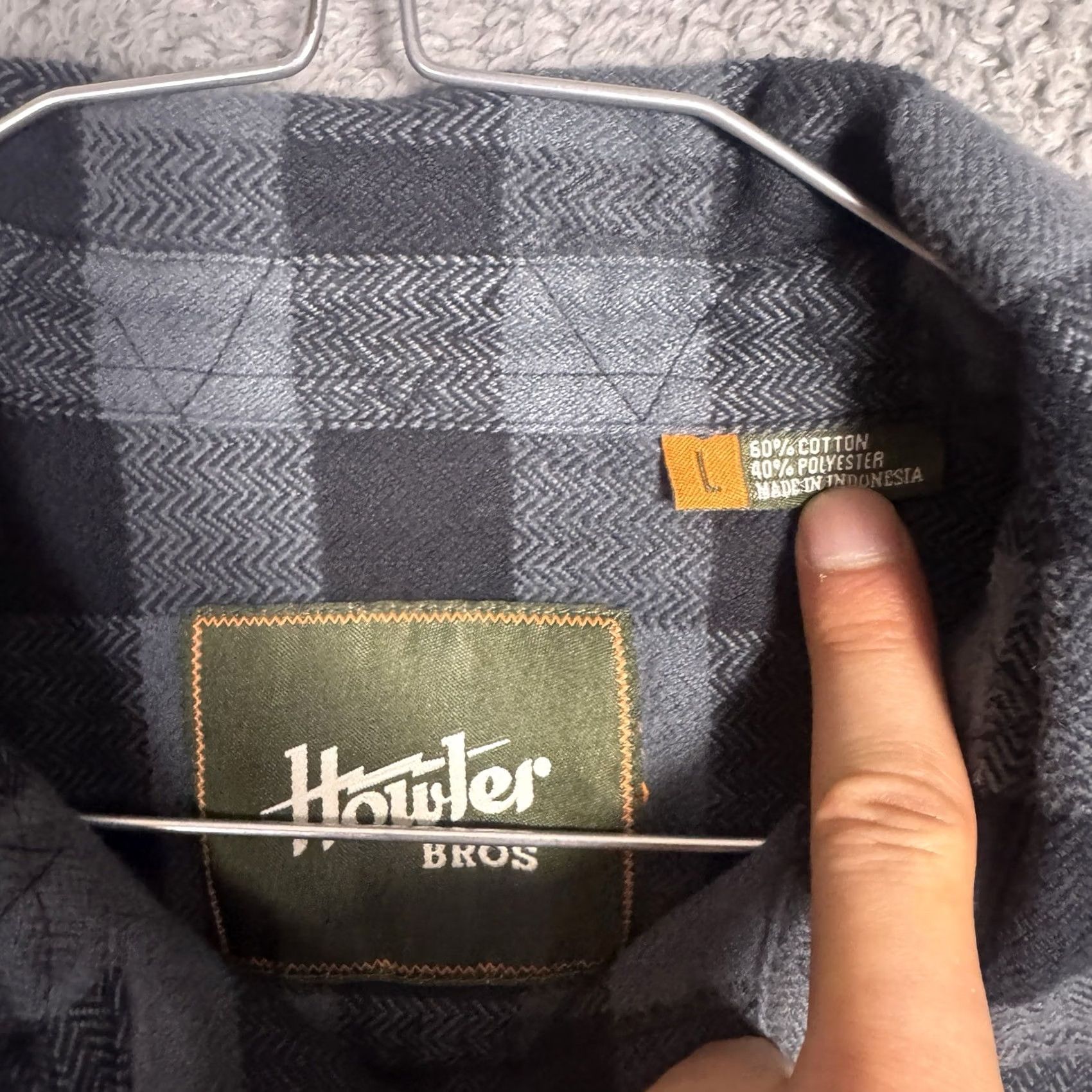 Vintage Howler Bros Shirt Mens L Gray Harkers Flannel Buffalo Plaid Shooting Patch Soft Size US L / EU 52-54 / 3 - 5 Thumbnail