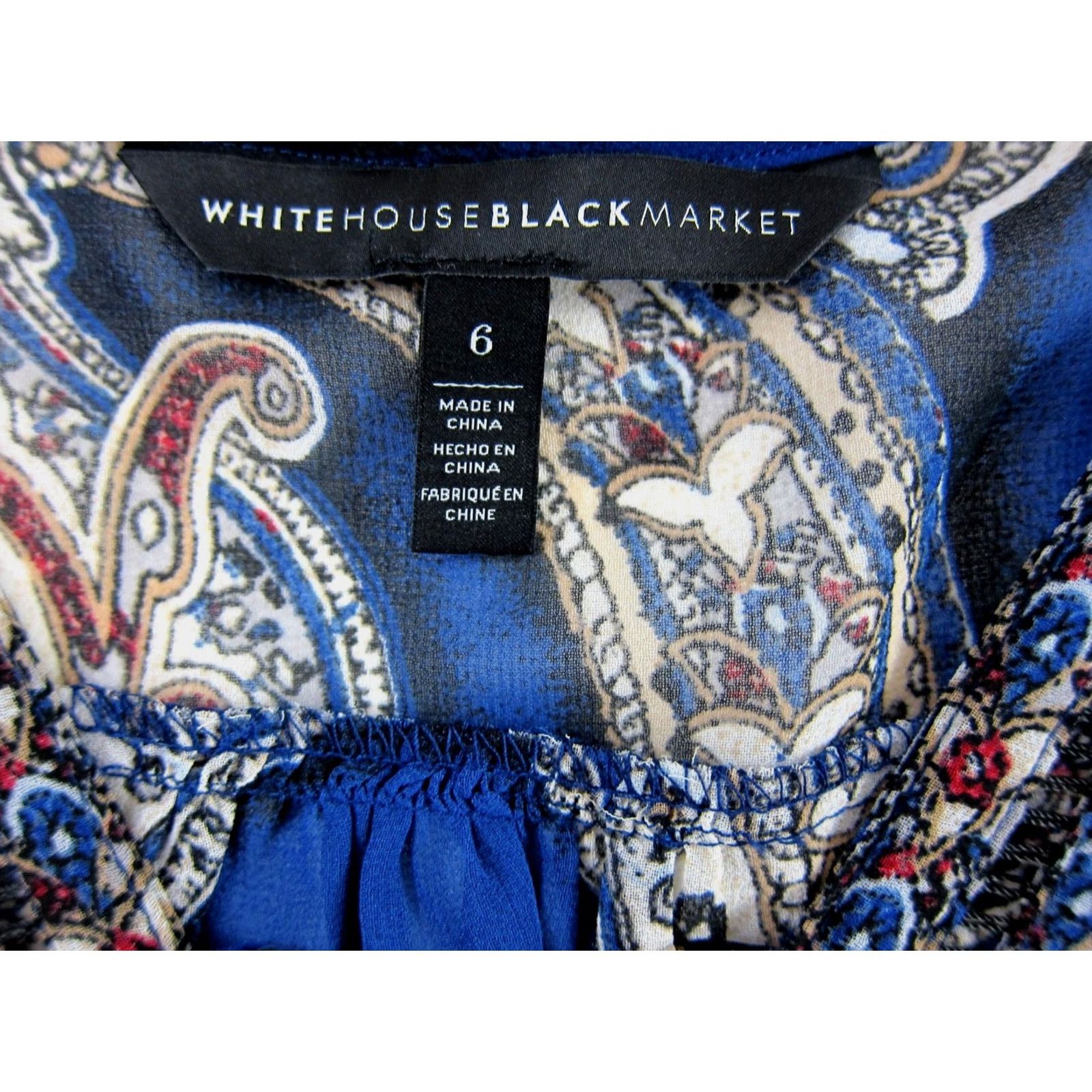 White House Black Market White House Black Market Blue Red White Black Paisley Long Sleeve Sheath Dress 6 Size M / US 6-8 / IT 42-44 - 3 Thumbnail