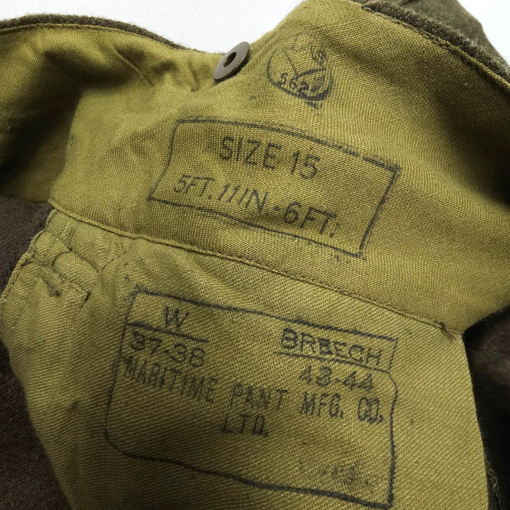 CO Vtg 1950's MFG Co Wool Pants 36 x 32" High Rise Casual Workwear Straight Leg Men’s Pants Green Wool Battle Dress Trousers USA Vintage Cargo Pocket Size US 36 / EU 52 - 4 Thumbnail