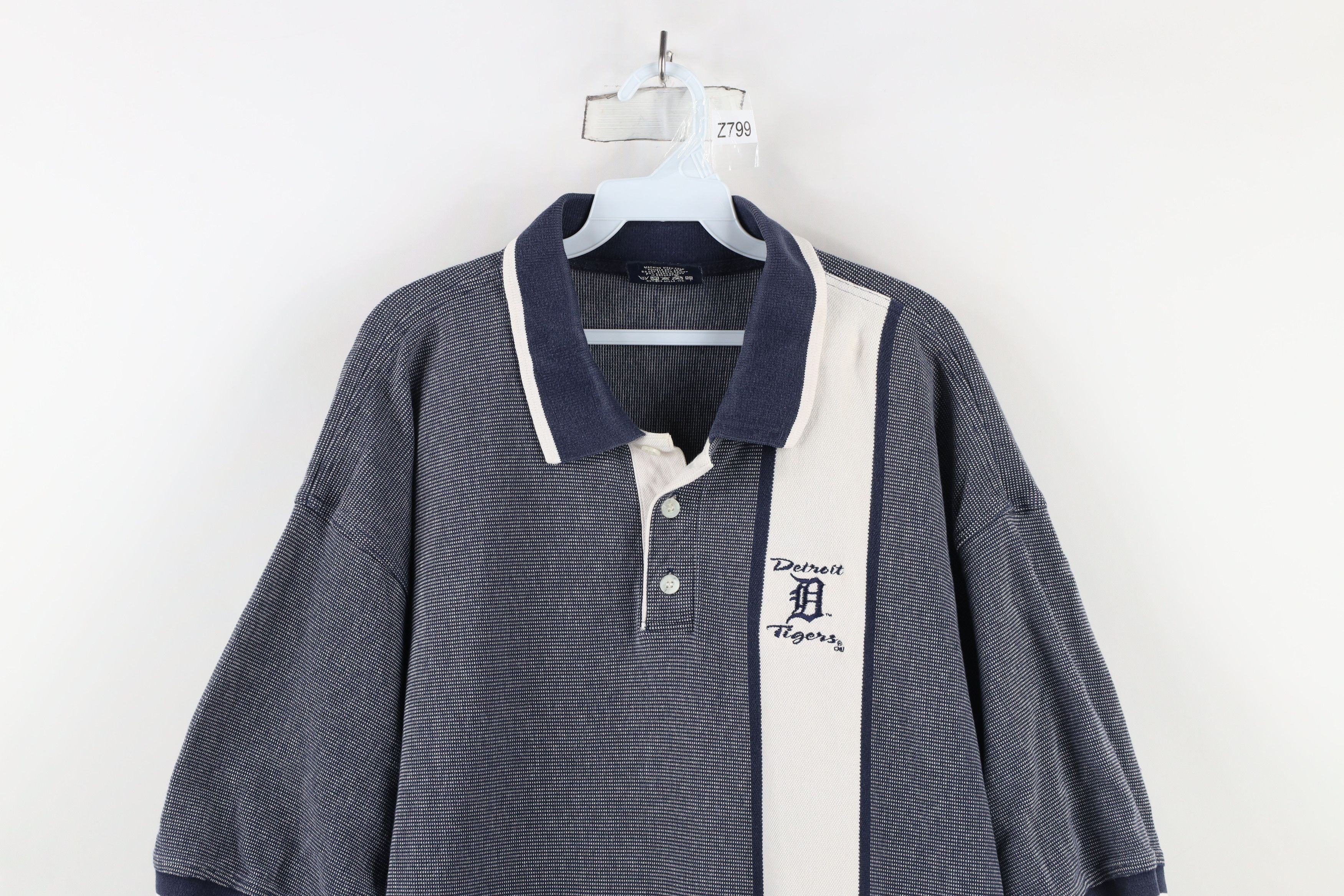 Vintage Vintage 90s Detroit Tigers Baseball Collared Polo Shirt Size US XXL / EU 58 / 5 - 2 Thumbnail