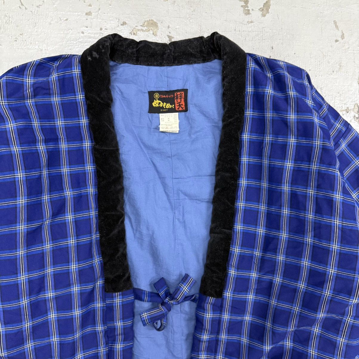 Japanese Brand Vintage Traditional Japanese Hanten Blue Plaid Jacket Kimono Size US L / EU 52-54 / 3 - 2 Thumbnail