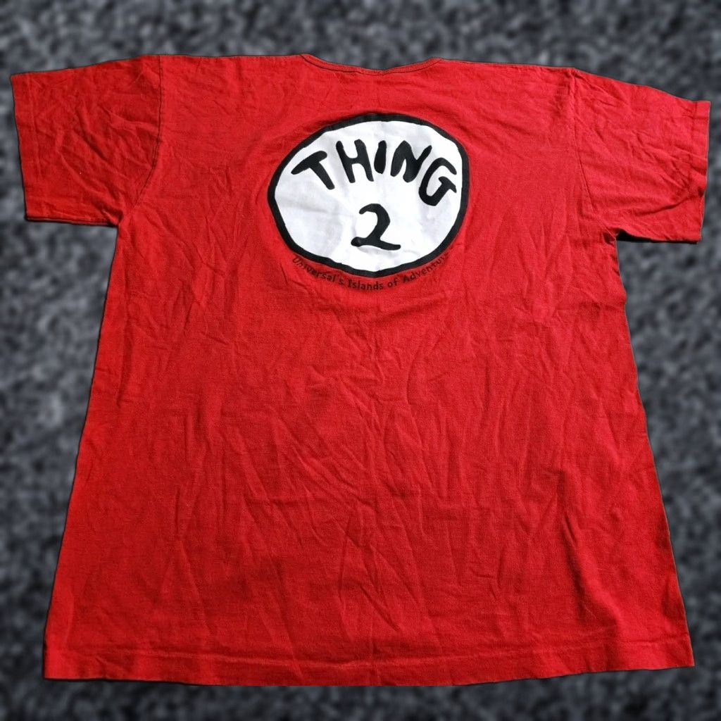 Vintage VINTAGE Universal Studios Hollywood T-Shirt Big & Tall 2XL Cat In The Hat Red Double-Sided Men's Shirt Size US XXL / EU 58 / 5 - 1 Thumbnail