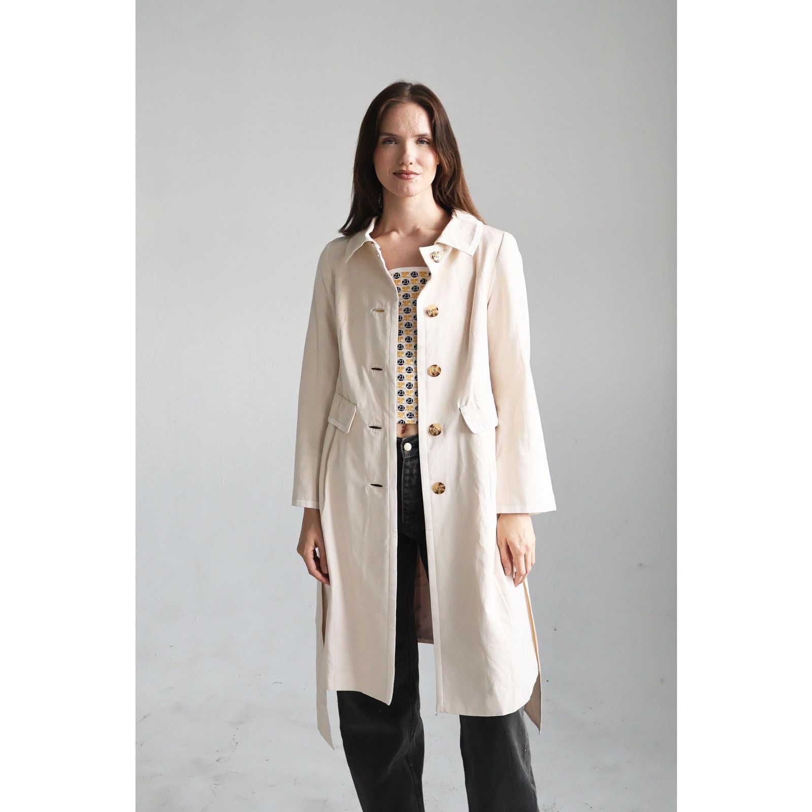 Courreges Vintage Courrèges Cream Lined Belted Trench Coat Size S / US 4 / IT 40 - 5 Thumbnail