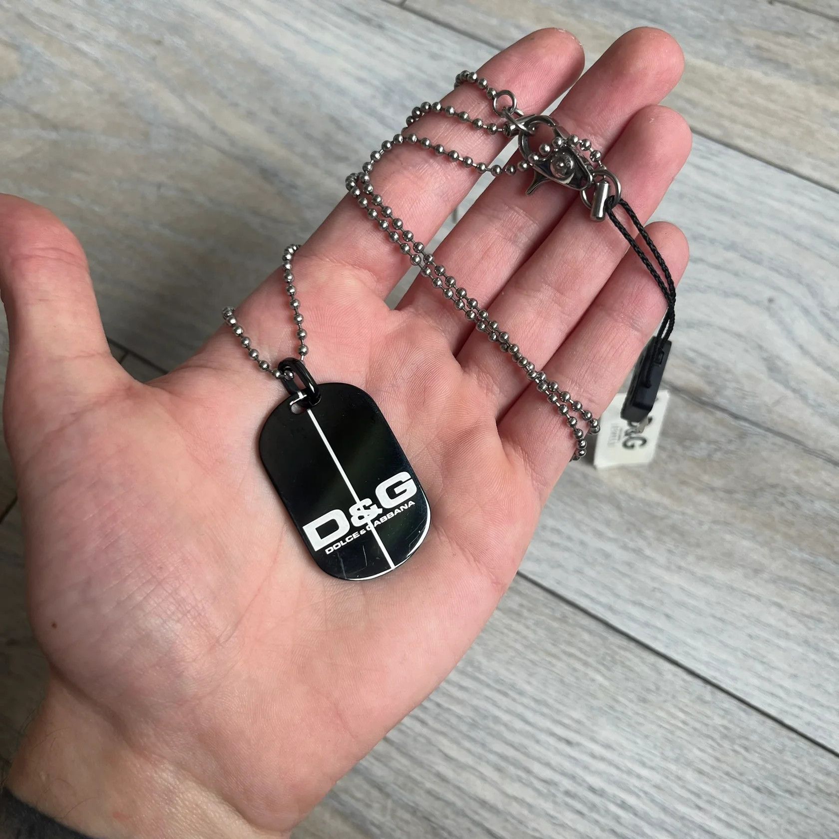 Dolce & Gabbana Dolce & Gabbana 2000's Split Black Dog Tag Necklace Size ONE SIZE - 1 Thumbnail