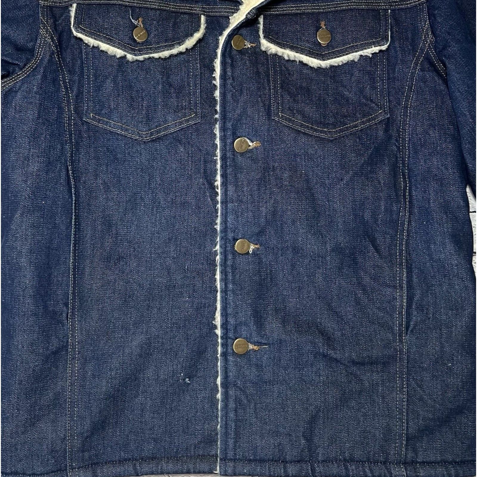 Carhartt VINTAGE Carhartt Jacket USA Barn Chore Field Ranch Denim Sherpa Lined Button Front 1970s Mens 40 Blue 1970s Carhartt Men Jacket Size US 40 / EU 56 - 3 Thumbnail