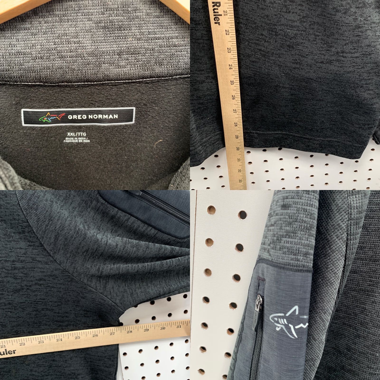 Logo 7 GREG NORMAN Sweater Pullover 2XL Gray Black Shark Logo Golf 1/4 Snap Mens Size US XXL / EU 58 / 5 - 8 Thumbnail