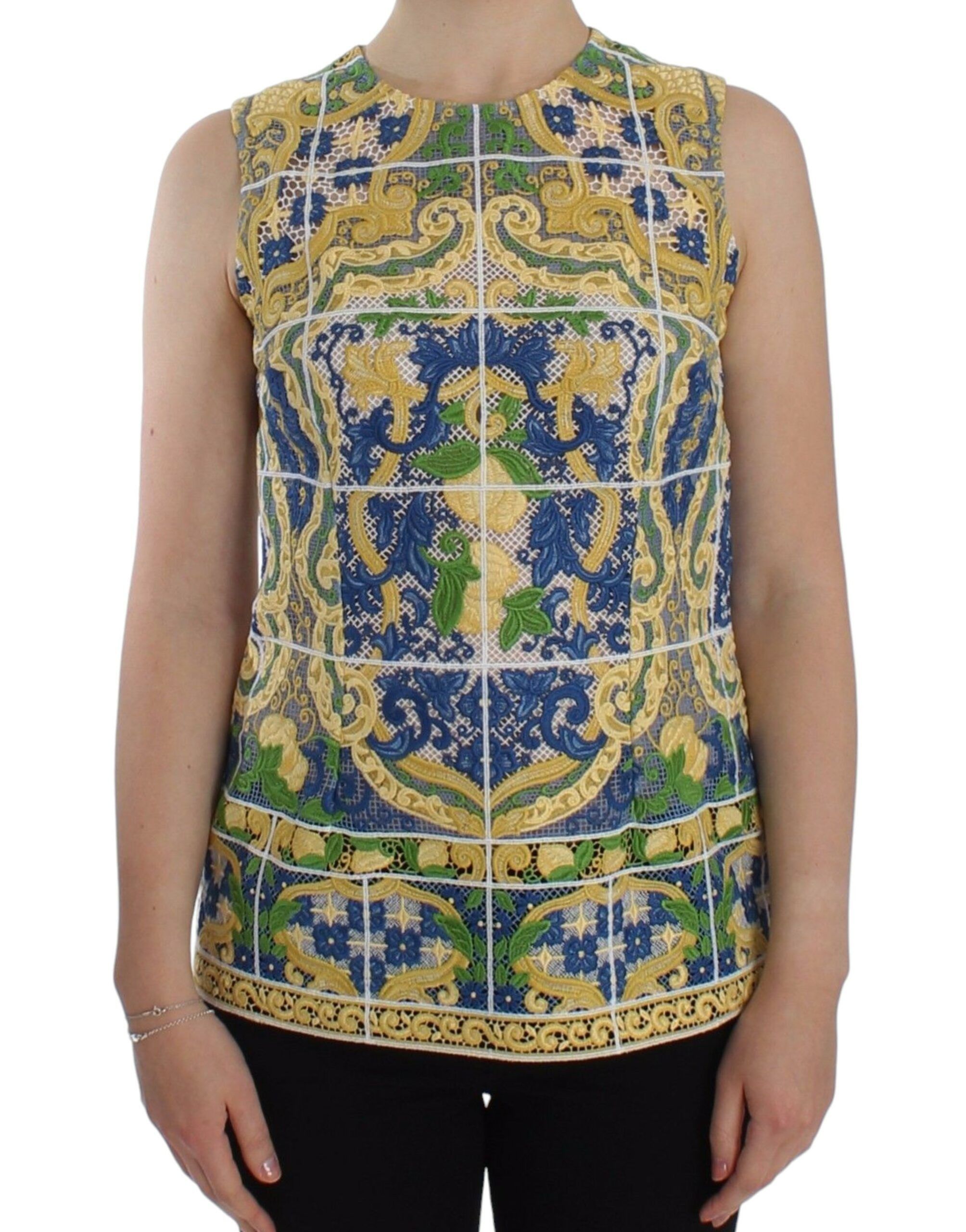 Dolce & Gabbana Majolica Embroidered Sleeveless Women's Elegance Size S / US 4 / IT 40 - 1 Thumbnail