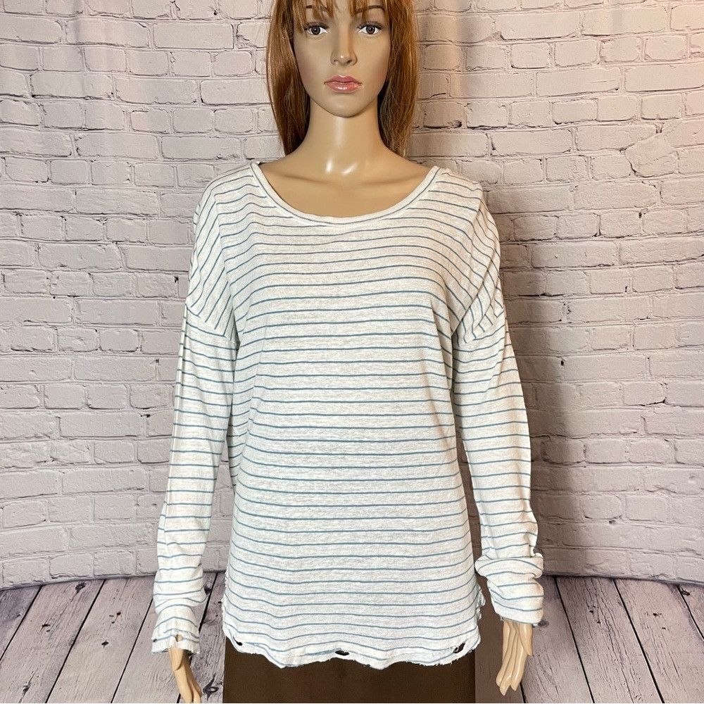 Other New Lovestitch Destructed Linen Blend Knit Long Sleeve Stri Size M / US 6-8 / IT 42-44 - 1 Thumbnail