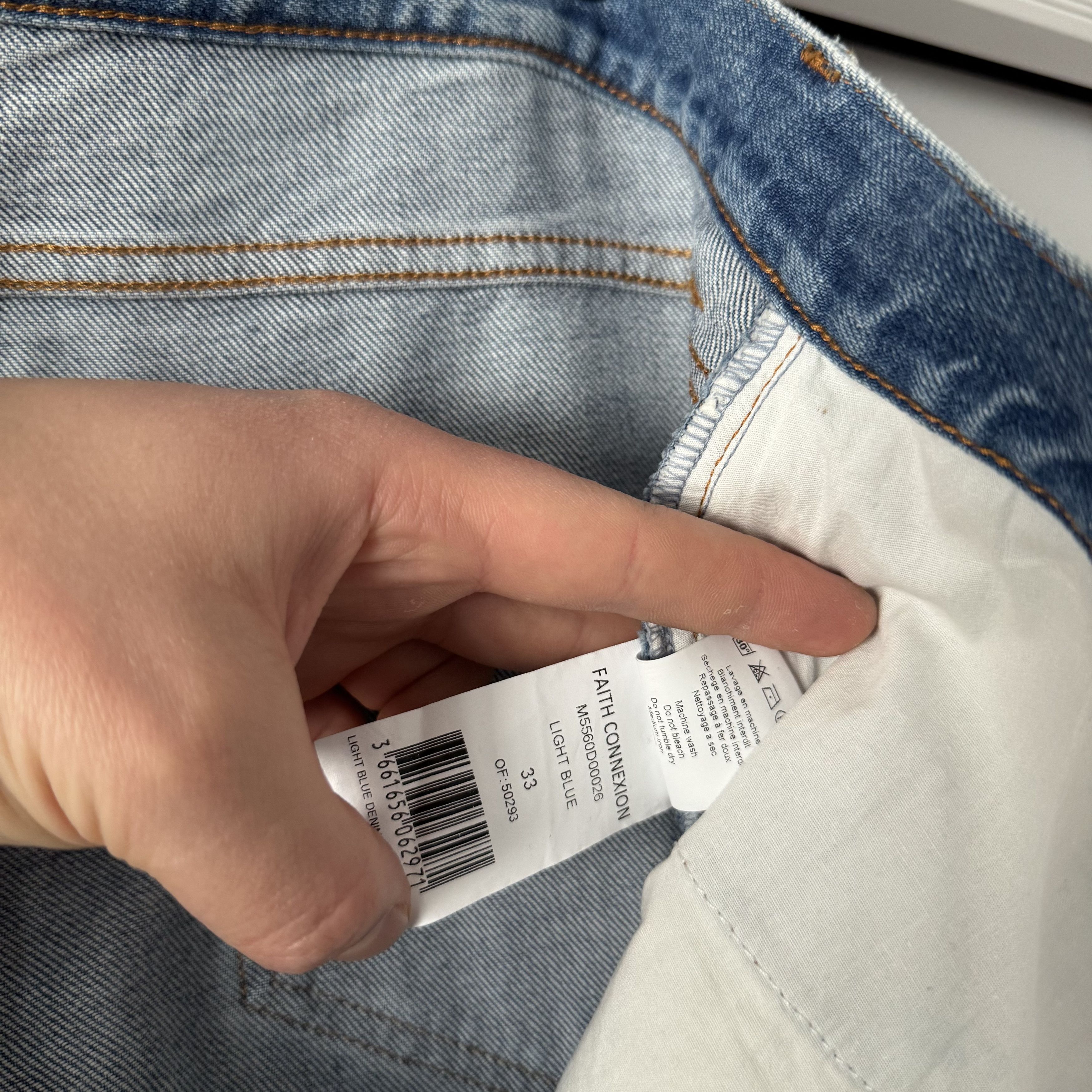 Faith Connexion Faith Connexion Light Blue Slim Fit Denim Jeans Distressed Size US 33 - 14 Thumbnail