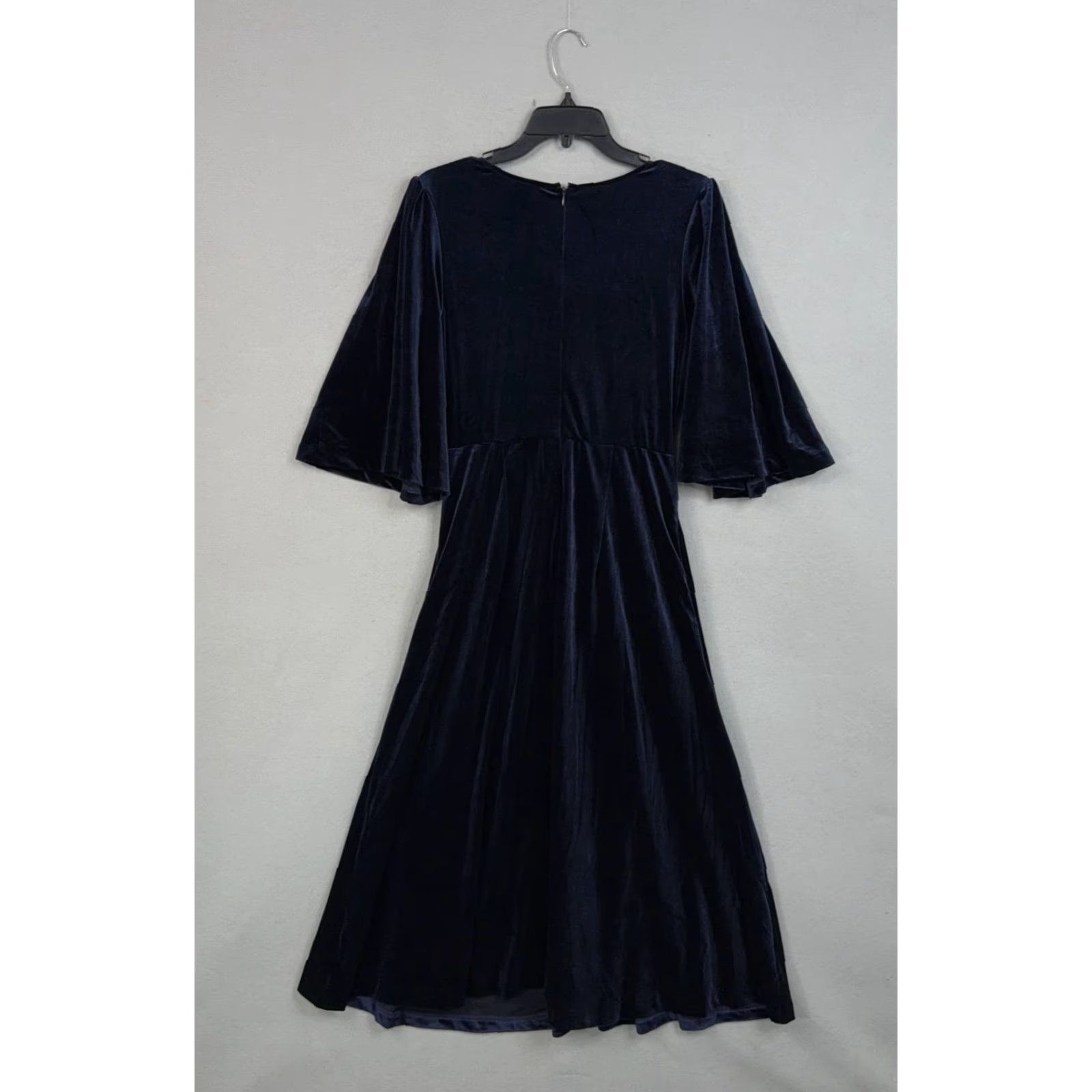 Vintage eShakti Dress Womens M Blue Velvet Maxi Bell Sleeve Formal Wedding Party Size M / US 6-8 / IT 42-44 - 5 Thumbnail