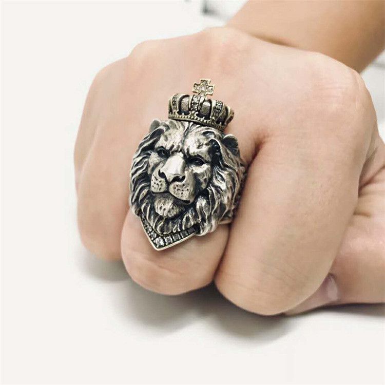 Jewelry Lion Retro Jewelry Rings Open Size Chrome Ring (Size 7-13) Size ONE SIZE - 5 Thumbnail