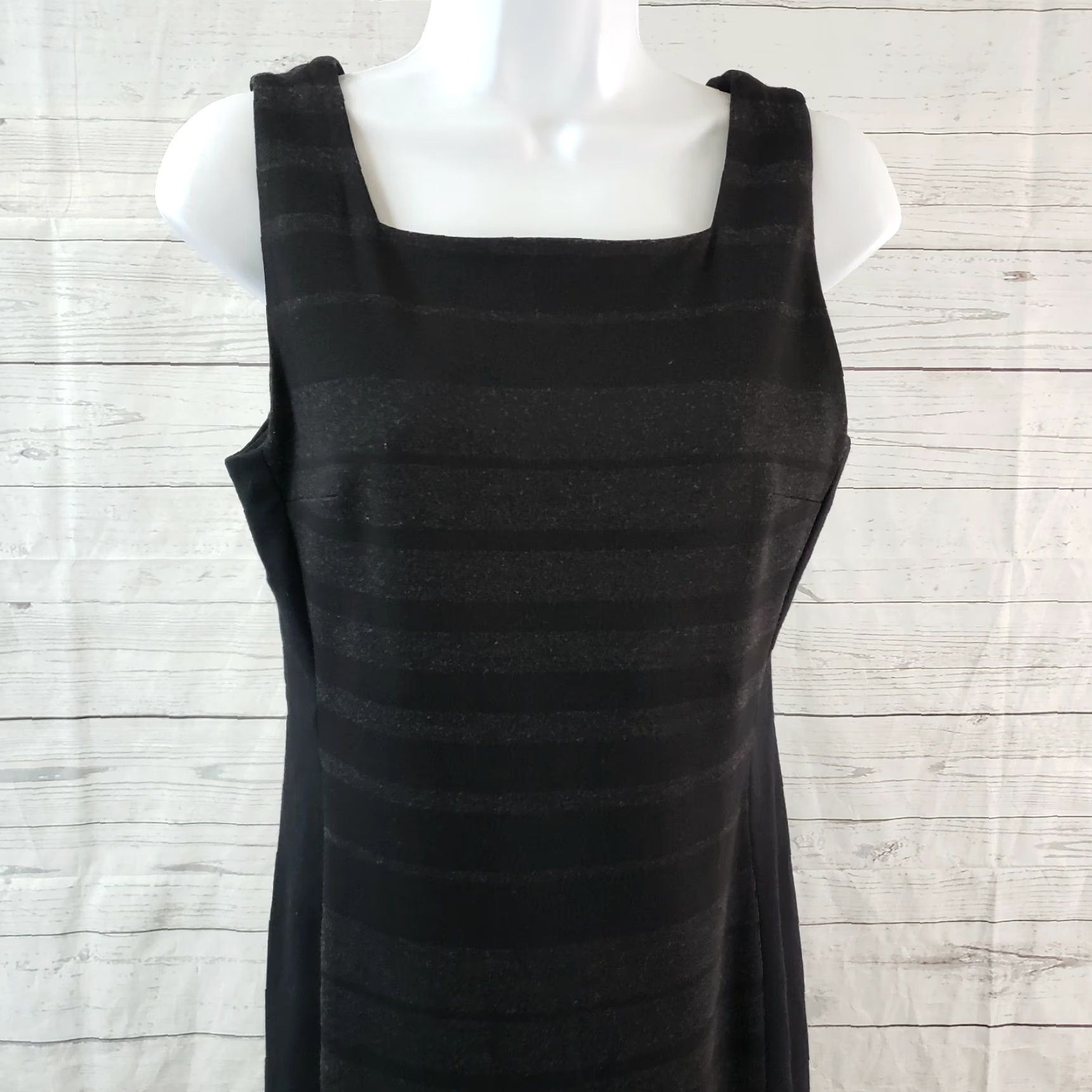 Eileen Fisher Eileen Fisher Dress Womens Ponte Knit Sleeveless Striped Square Neck Zip Black 4 Knee Length Her Dress Womens Size S / US 4 / IT 40 - 2 Thumbnail