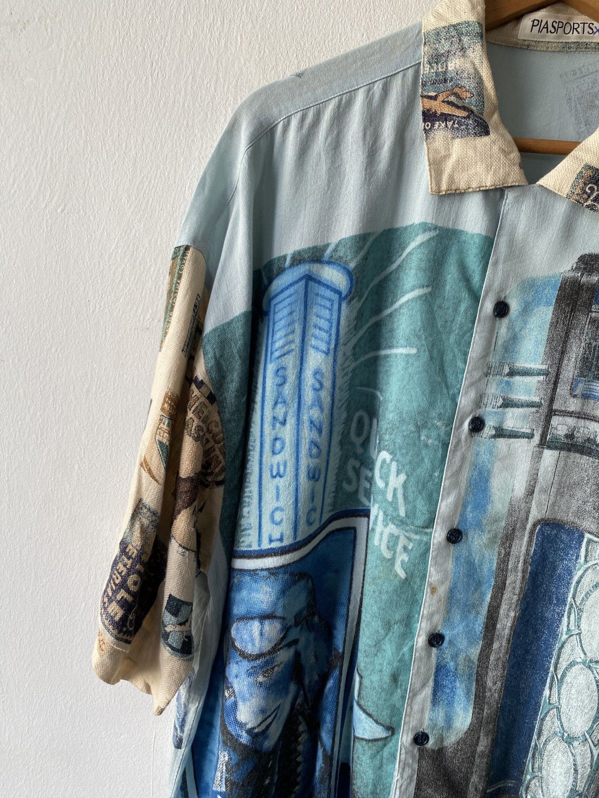 Japanese Brand × Vintage 1990s - Pia Sports Overprint Button Up Shirt Size US XL / EU 56 / 4 - 7 Thumbnail