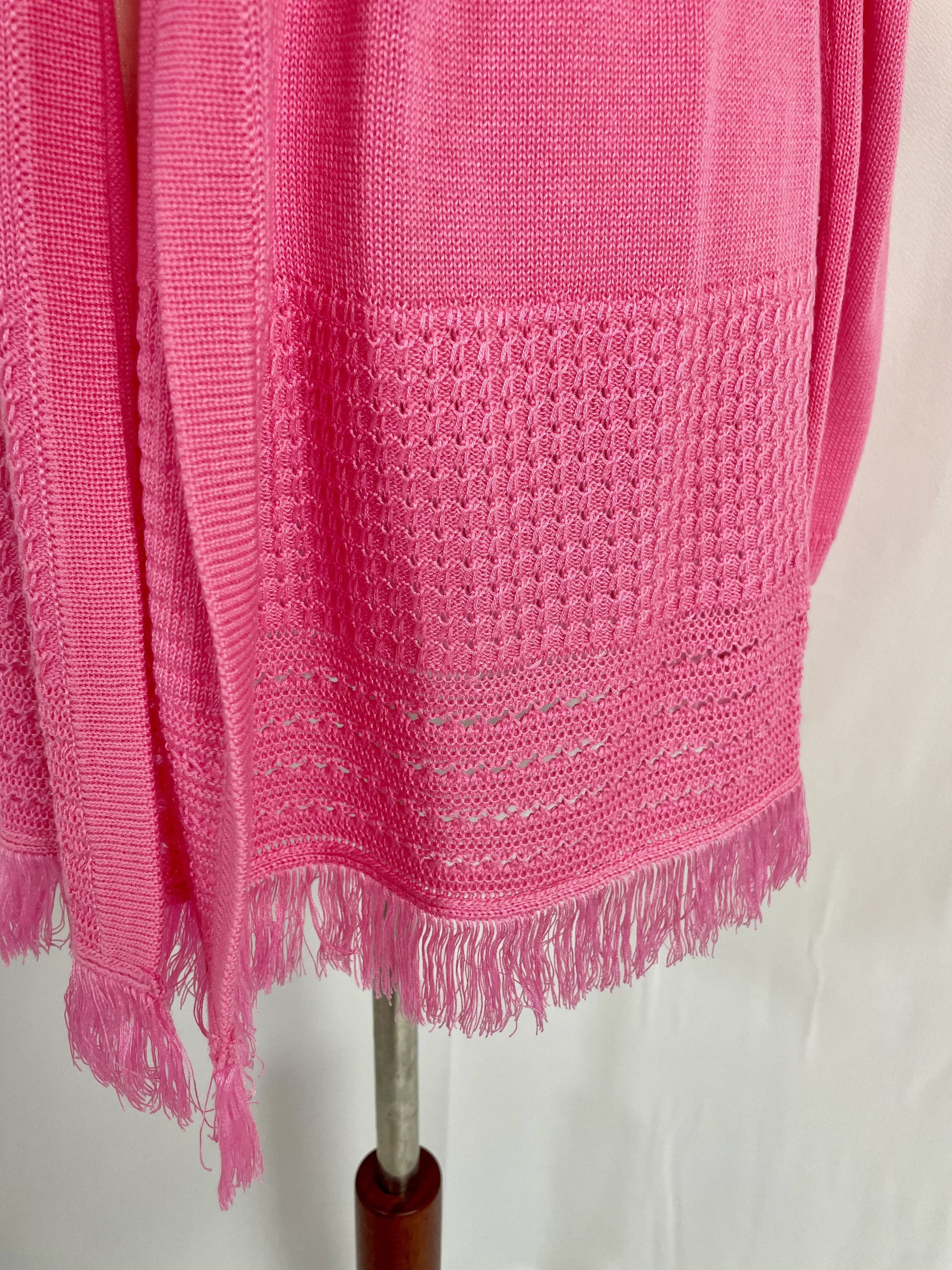 Talbots Talbots Noble Fringe Open Cardigan Sweater Petite Large Pink Size L / US 10 / IT 46 - 2 Thumbnail