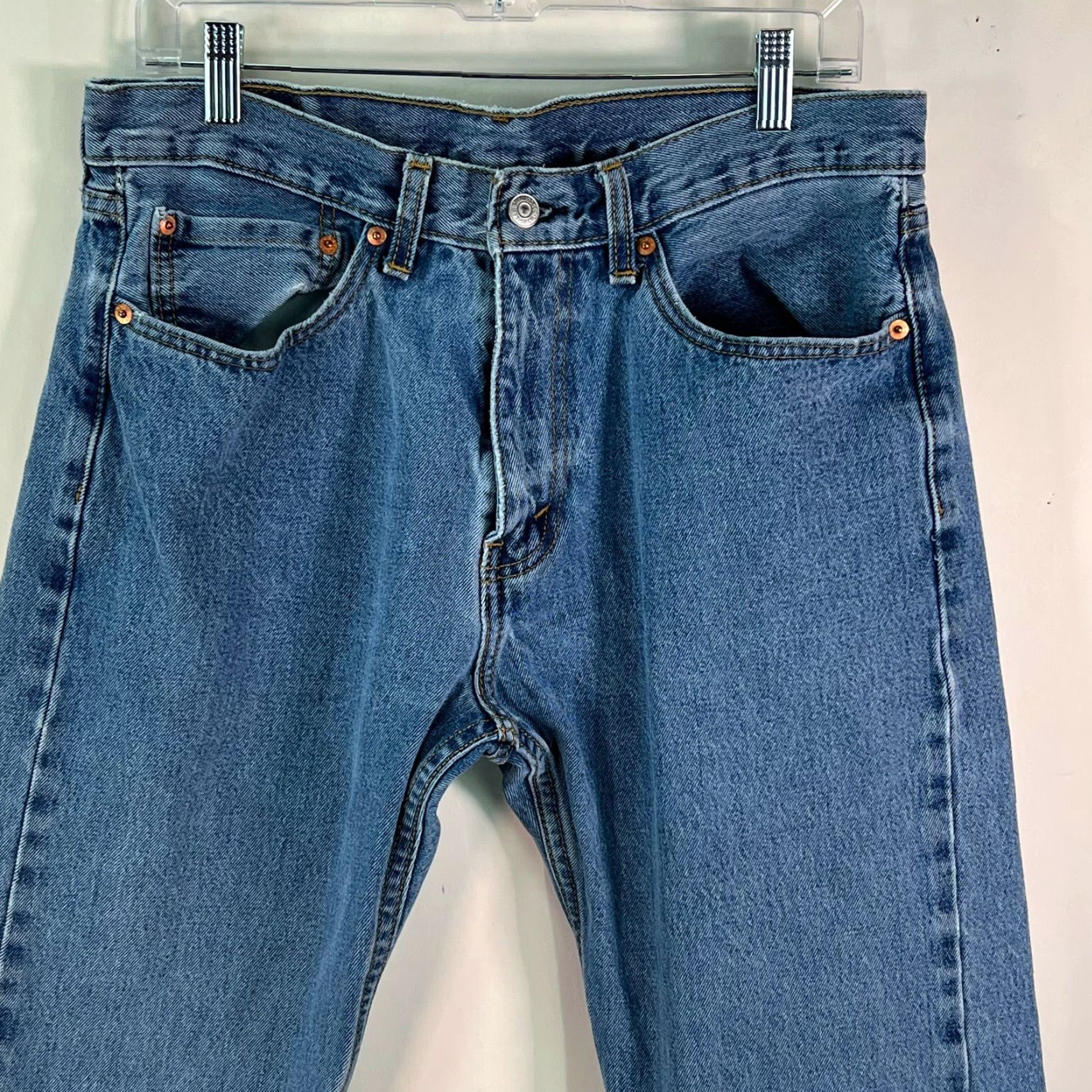 Levi's Levi's Levi Strauss & Co. 505 Jeans Mens 34x30 Blue Denim Straight Leg 5-Pocket Regular Fit Size 34 X 30 Mens Blues Jeans 505 Model 505 Classic Size US 34 / EU 50 - 3 Thumbnail
