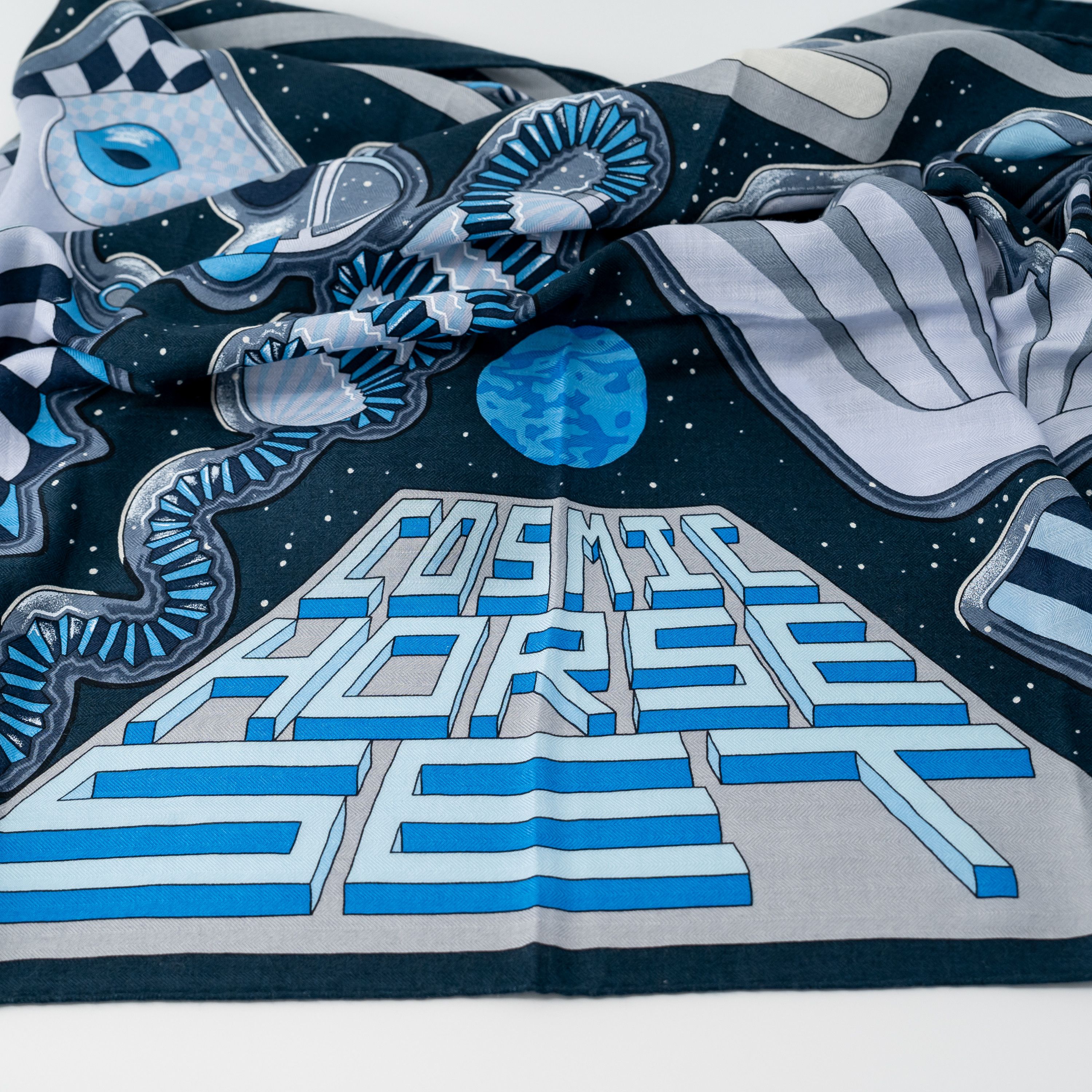 Hermes Hermes COSMIC HORSE SET scarf 63x180CM Cashmere Silk Blue Size ONE SIZE - 10 Thumbnail