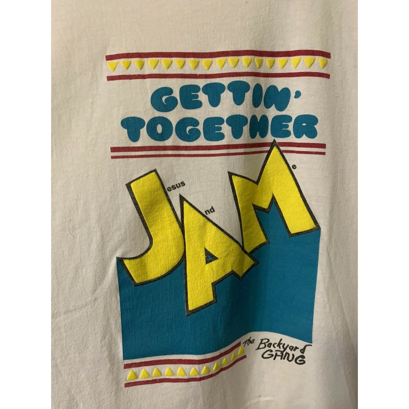 Other Vintage 1990s JAM Jesus And Me Puffy Print Single Stitch Scr Size US XL / EU 56 / 4 - 1 Thumbnail