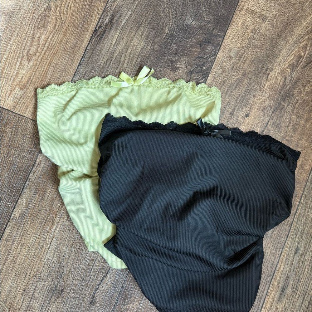 Shein SHEIN Lace Trim Tube Tops - Black and Light Green Size S / US 4 / IT 40 - 1 Thumbnail