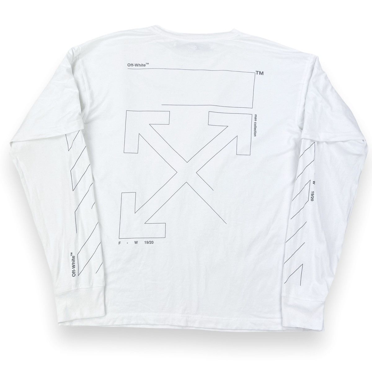 Off-White Off-White Unfinished Arrows Layered White Long Sleeve TShirt Size US L / EU 52-54 / 3 - 3 Thumbnail