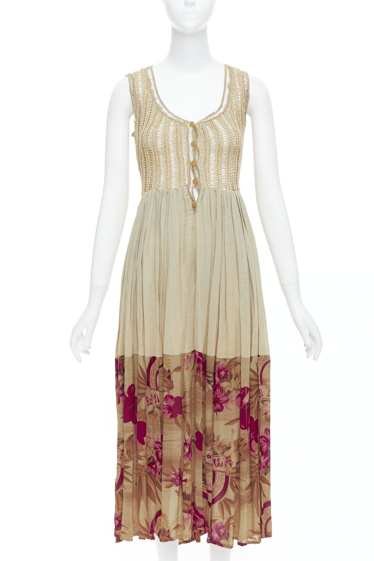 Other TIZIANA NIRONI LOU LOU LES CHOSES Vintage olive floral midi dress IT40 S Size S / US 4 / IT 40 - 1 Thumbnail