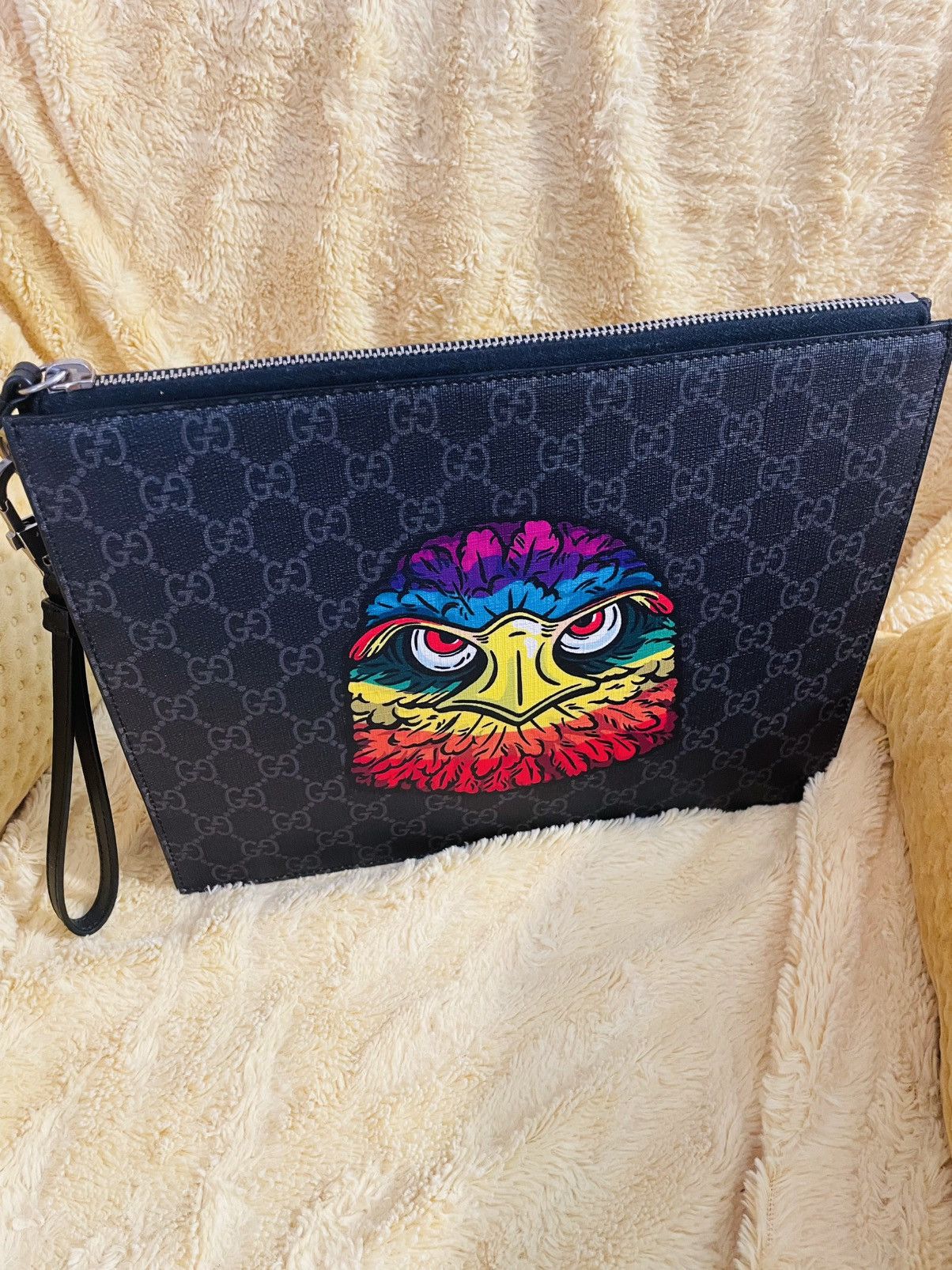 Gucci Gucci Black GG Supreme Pouch with Multicolor Eagle Motif Size ONE SIZE - 11 Thumbnail