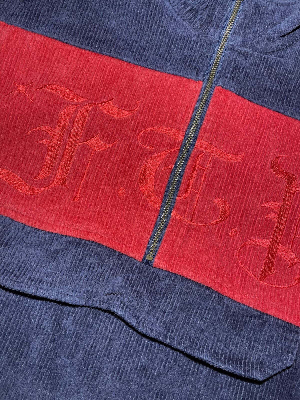 Fuck The Population FTP Old English Logo Corduroy Half Zip Pullover (Large) Size US L / EU 52-54 / 3 - 2 Thumbnail