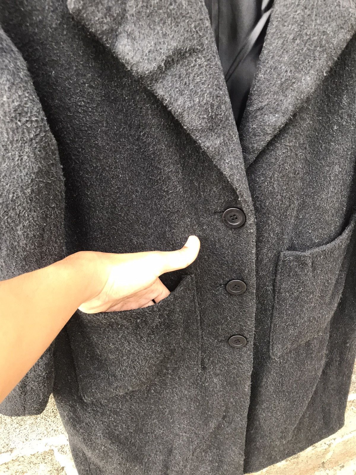 Japanese Brand × Vintage ⚡️Vintage Kastane Collarless Wool Long Coat Size M / US 6-8 / IT 42-44 - 6 Thumbnail