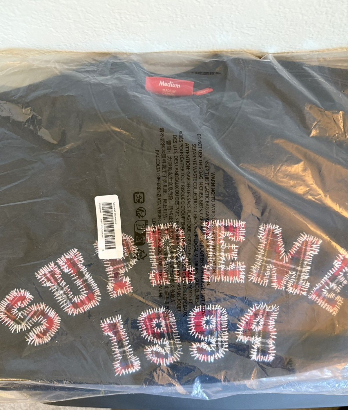 Supreme Supreme Plaid Arc Crewneck Navy Medium Size US M / EU 48-50 / 2 - 2 Thumbnail