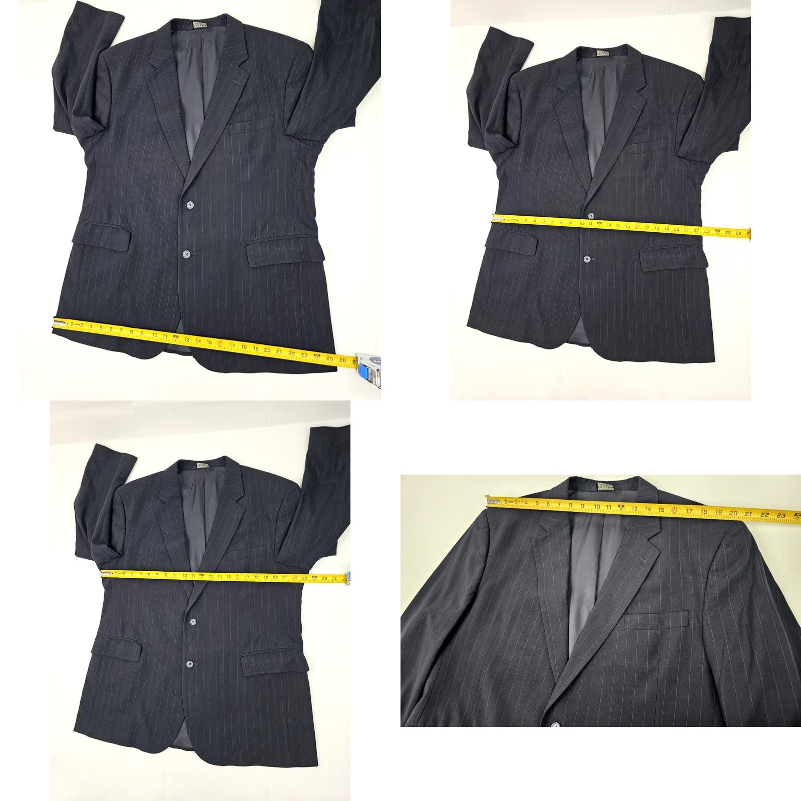 Jos. A. Bank Jos. A. Bank 100% Wool Black Pinstripe Suit 2-Button Coat Men 46R Lined Jacket Jacket Single-Breasted Notch 46R Black Mens Size 46R - 8 Thumbnail
