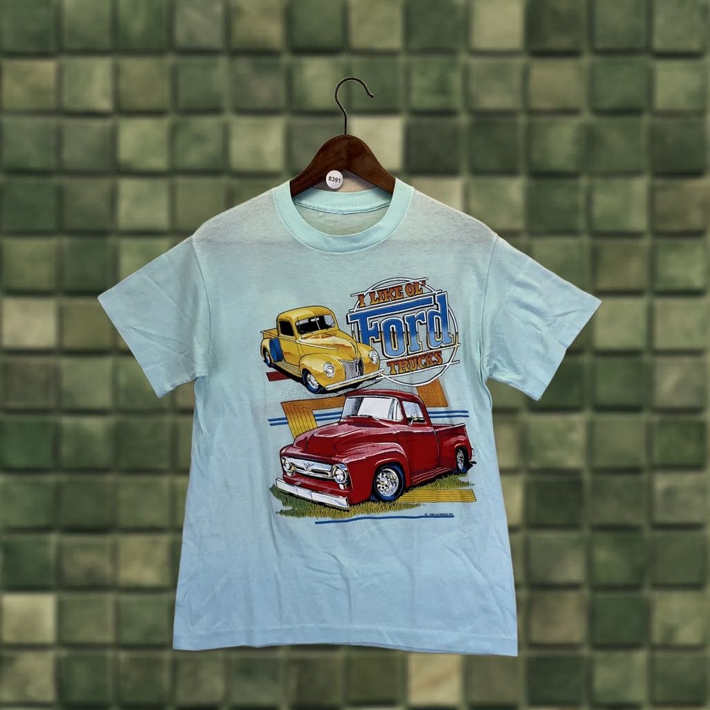 Vintage VINTAGE 1989 Air Waves Inc. Ford Trucks Blue Mens Single Stitch Shirt-8391 Shirt Mens Blue 1980s Graphic Tee Size US S / EU 44-46 / 1 - 1 Thumbnail