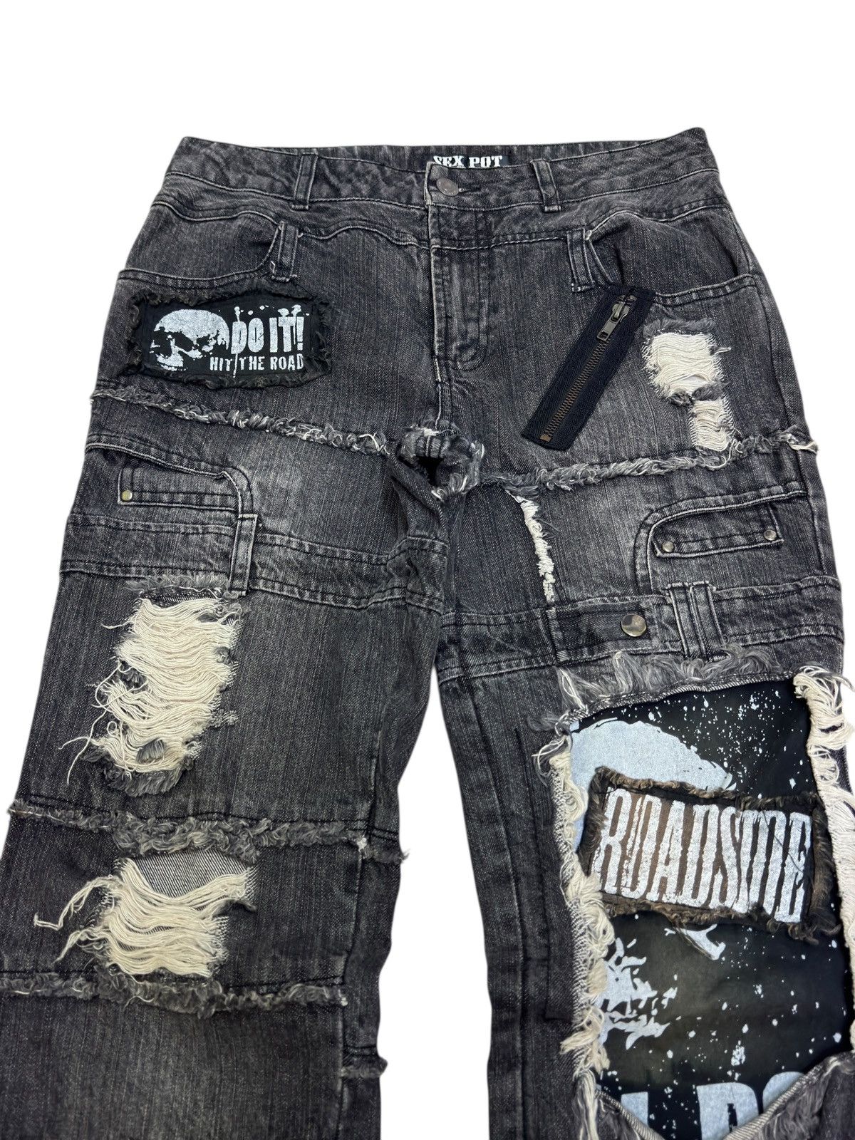 Hysteric Glamour Sex Pot Revenge Heavy Distressed Jeans – Harajuku Punk Style Size US 29 - 3 Thumbnail