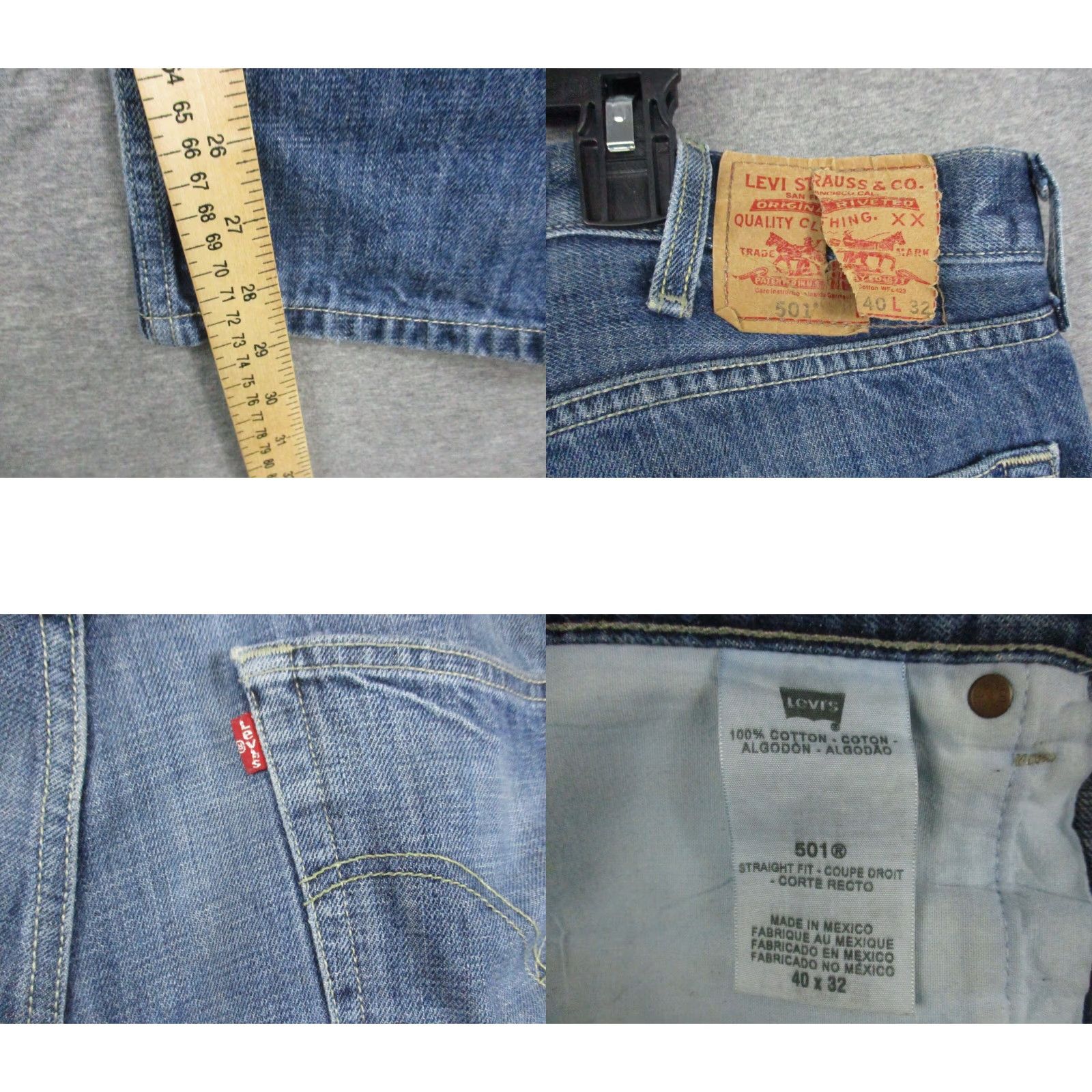 Levi's Levi's 501xx Jeans Button Fly Straight Medium Wash Blue Mens 40x32 Regular Jeans Size US 38 / EU 54 - 8 Thumbnail