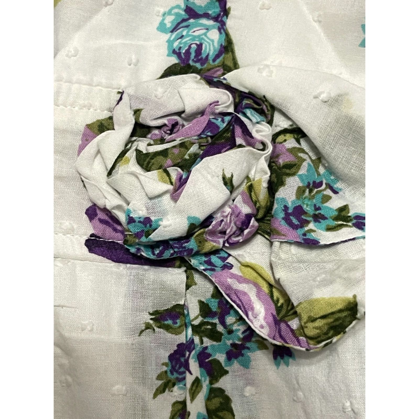 Vintage City Triangles Dress, Women's Size 9, Halter, Floral, White, Purple, Blue, Green - Fit & Flare, Short, Casual, Regular, Spring Summer Fall, Womens Size M / US 6-8 / IT 42-44 - 4 Thumbnail
