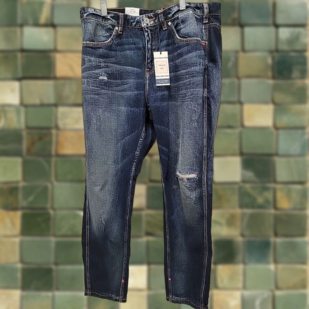 Scotch & Soda NWT Scotch & Soda Jeans Womens 29x32 Blue Bandit Slim Tapered Bandit Boyfriend Jeans Women Distressed Regular Medium Wash Blue Womens Size 29" - 1 Thumbnail