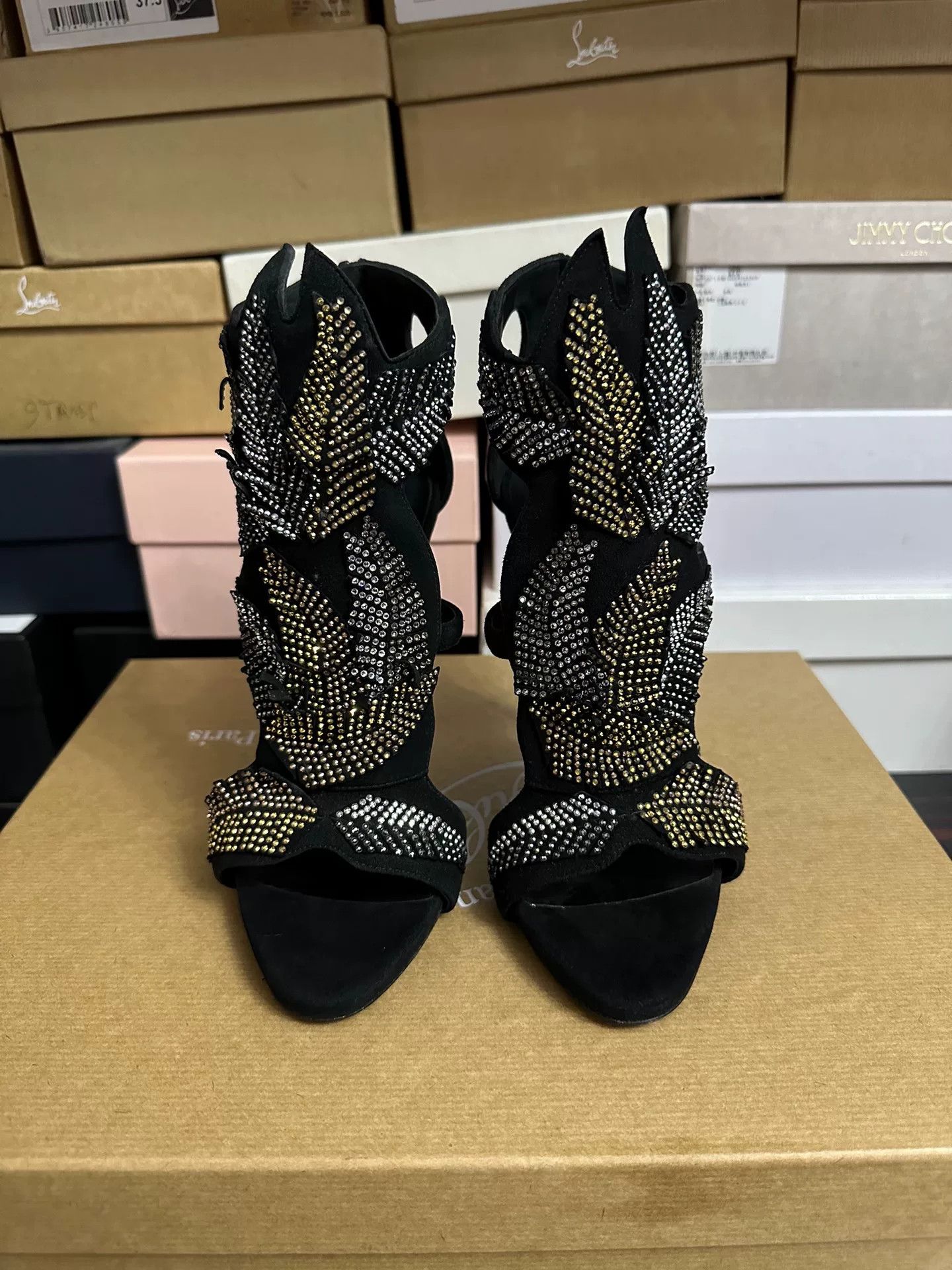 Giuseppe Zanotti Giuseppe Zanotti Crystal Leaf Heels Size US 7 / IT 37 - 1 Thumbnail