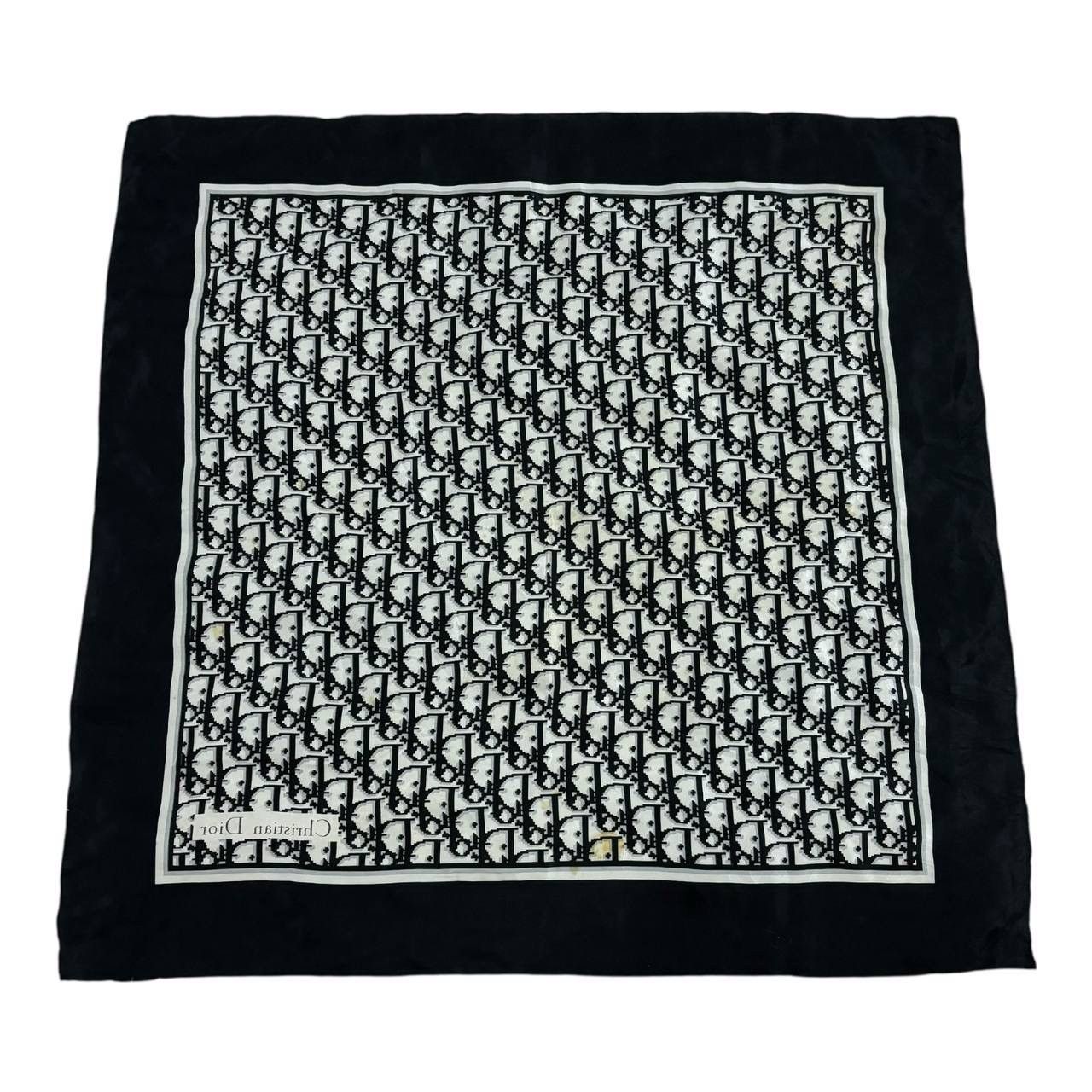 Christian Dior Monsieur Vtg Christian Dior Trotter Monogram Silk Scarf Black White Size ONE SIZE - 2 Thumbnail