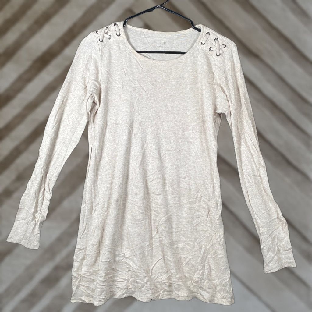 J. Jill VINTAGE J. Jill Womens Shirt Tunic XS Oatmeal 100% Pima Cotton Long Sleeve Crew Neck Casual Workwear Size XS / US 0-2 / IT 36-38 - 1 Thumbnail
