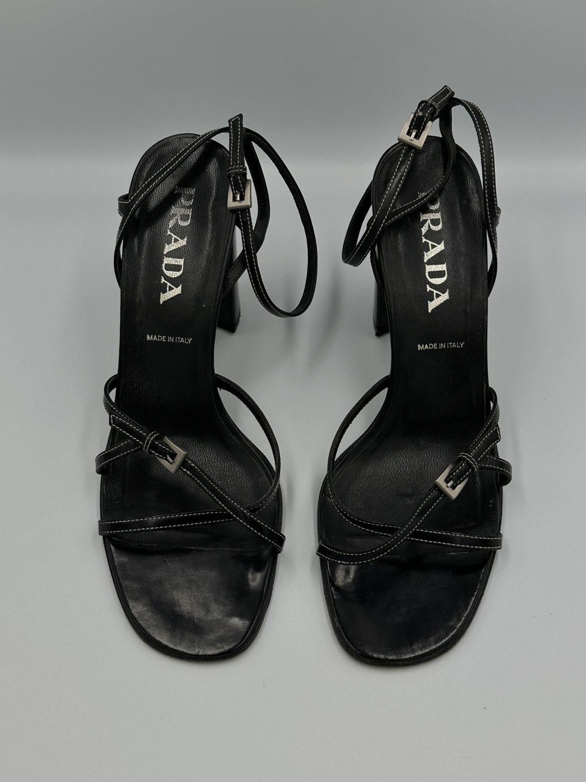 Prada heeled sandals crafted from black leather