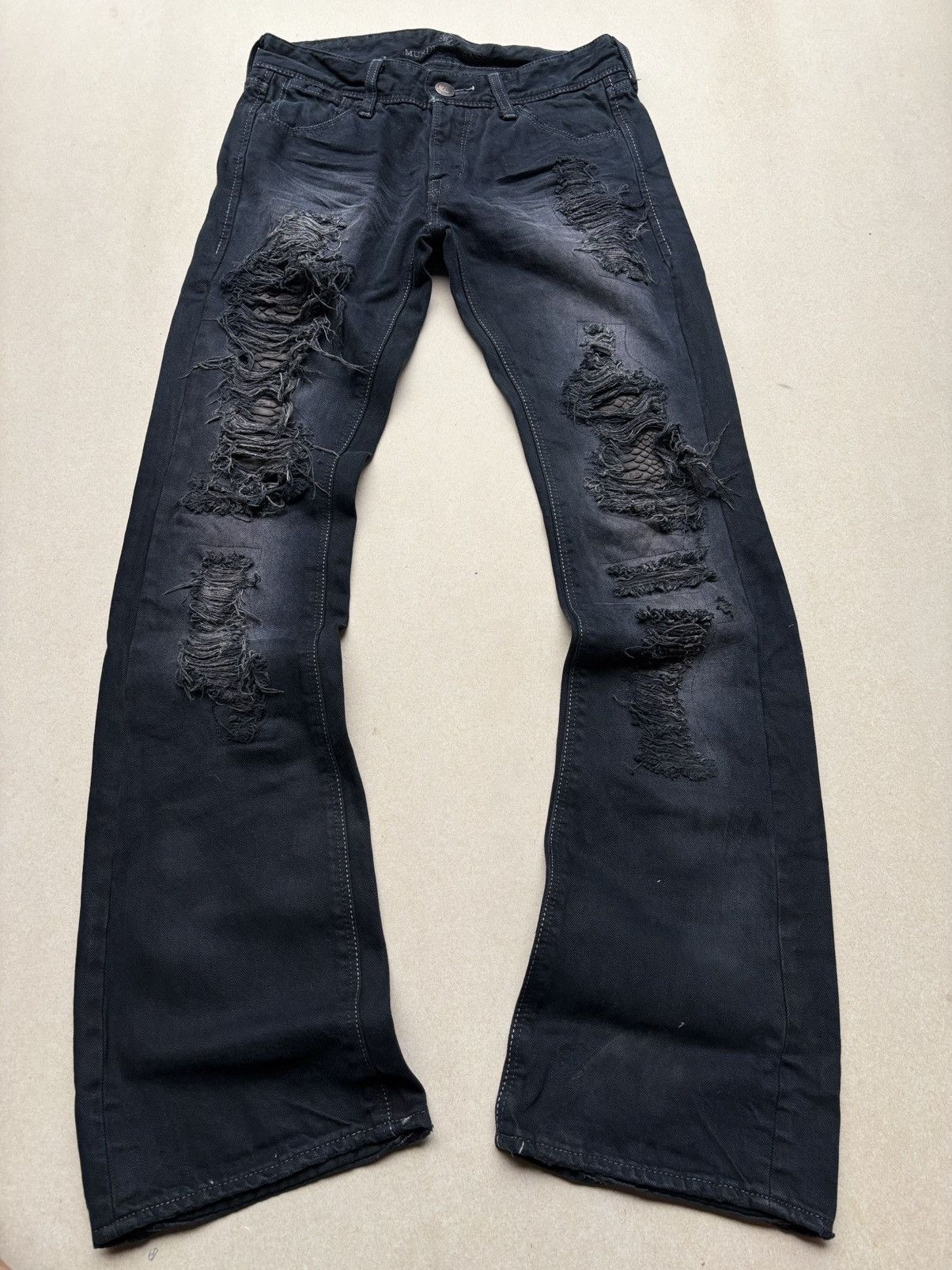 Japanese Brand Murder license distressed flare jeans Size US 28 / EU 44 - 1 Thumbnail