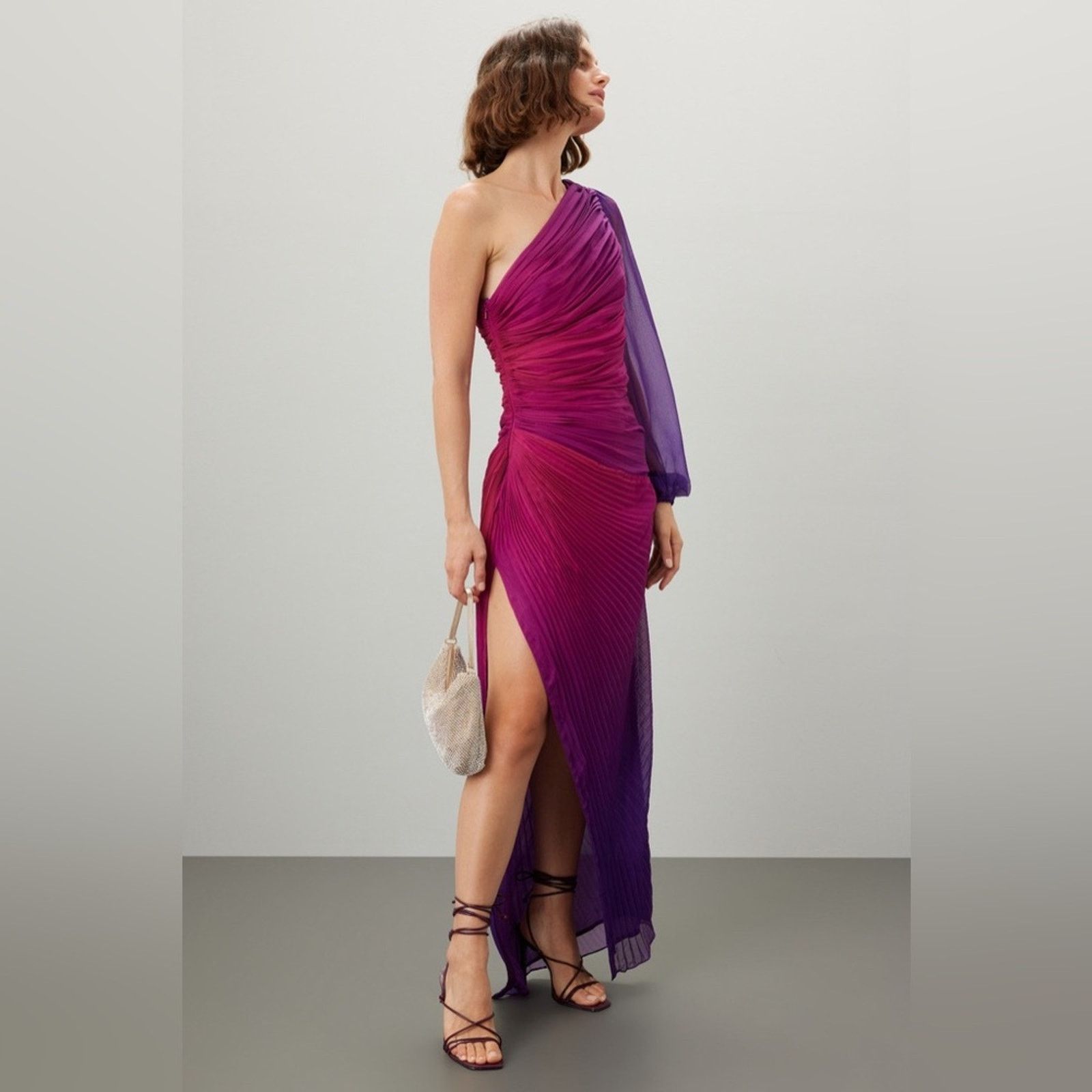 Rococo Sand Rococo Sand Size Small Pink & Purple Pleated Paige Long Gown Size S / US 4 / IT 40 - 1 Thumbnail