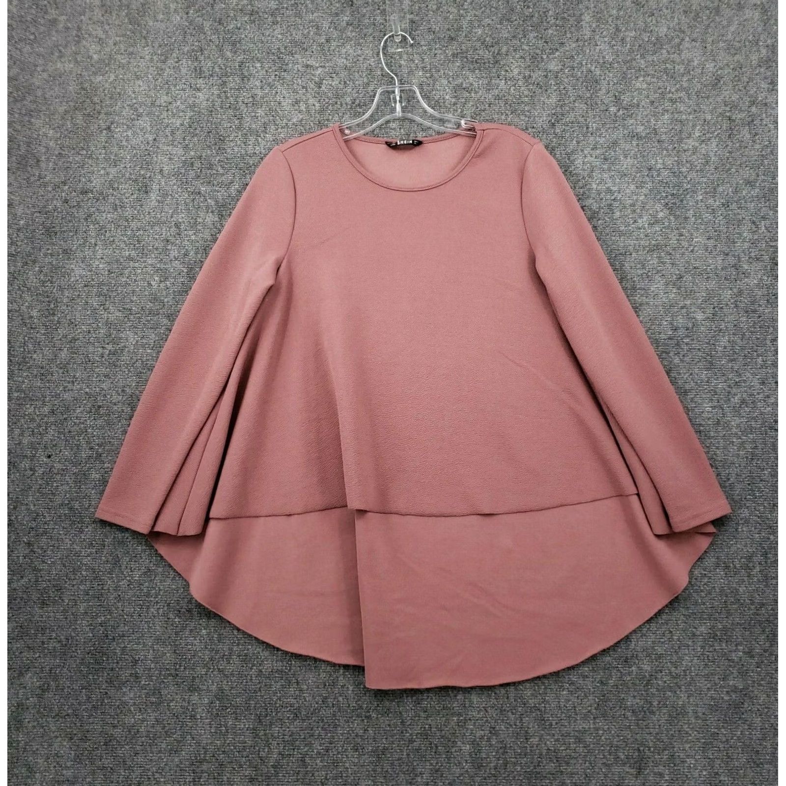 Shein SheIn Blouse Shirt Tunic Oversized Brown Womens S Small Knit Polyester Long Sleeve Round Neck Casual Pattern Solid Hairline? Size S / US 4 / IT 40 - 2 Thumbnail