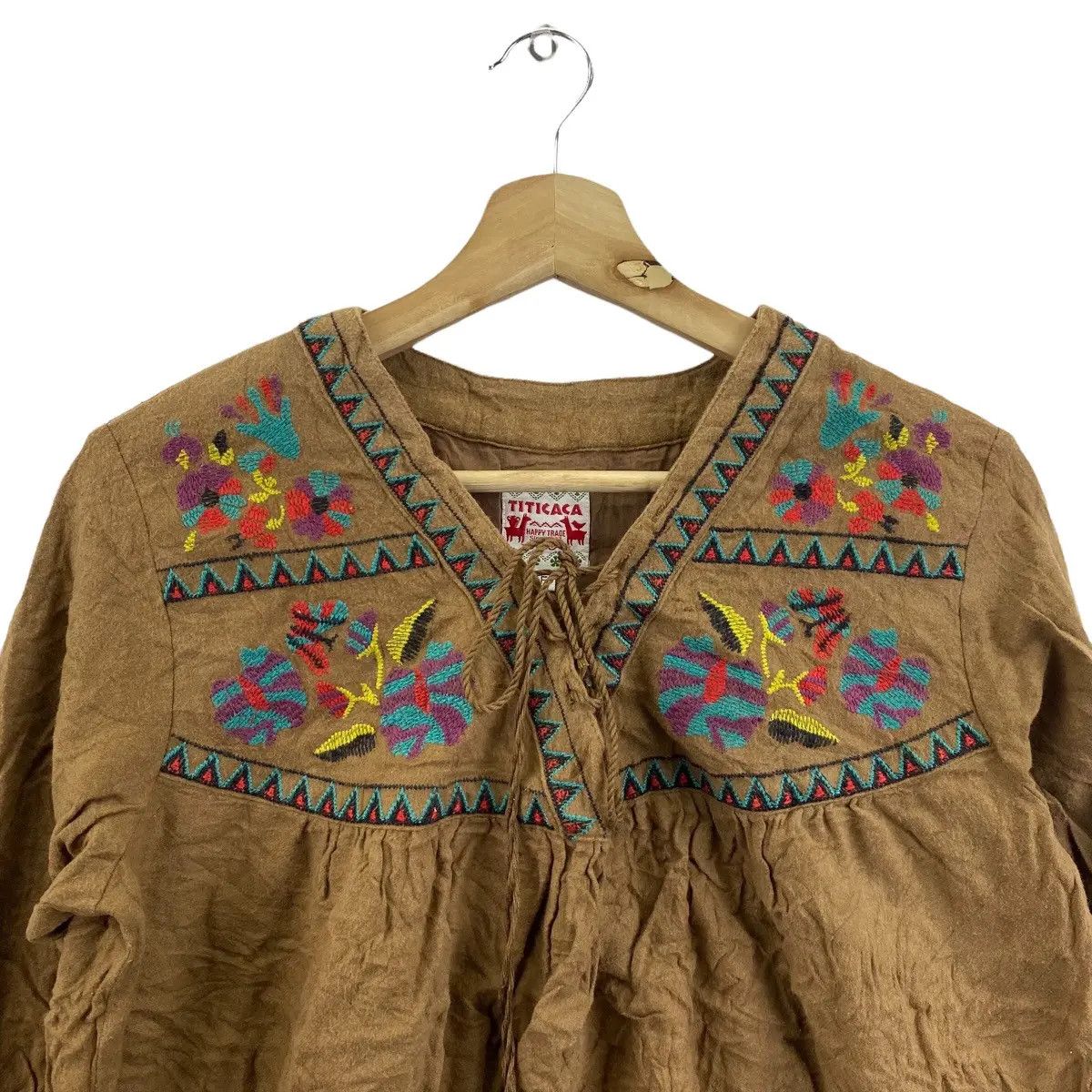 Vintage Vtg TITICACA NAVAJO AZTEC Aboriginal Blouse Sweater Pullover Size M / US 6-8 / IT 42-44 - 3 Thumbnail