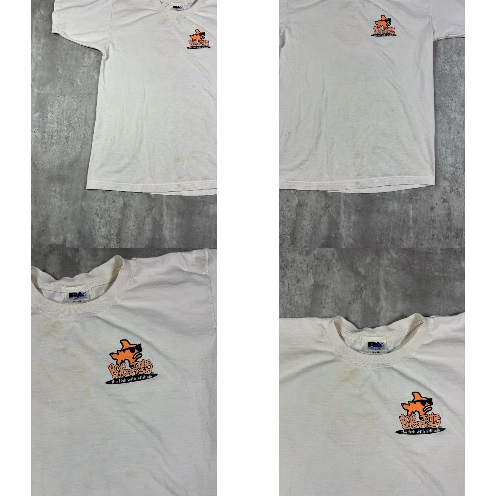 Gildan Vintage 90s Bob The Fish Funny Comedy Shirt L White Size US L / EU 52-54 / 3 - 8 Thumbnail