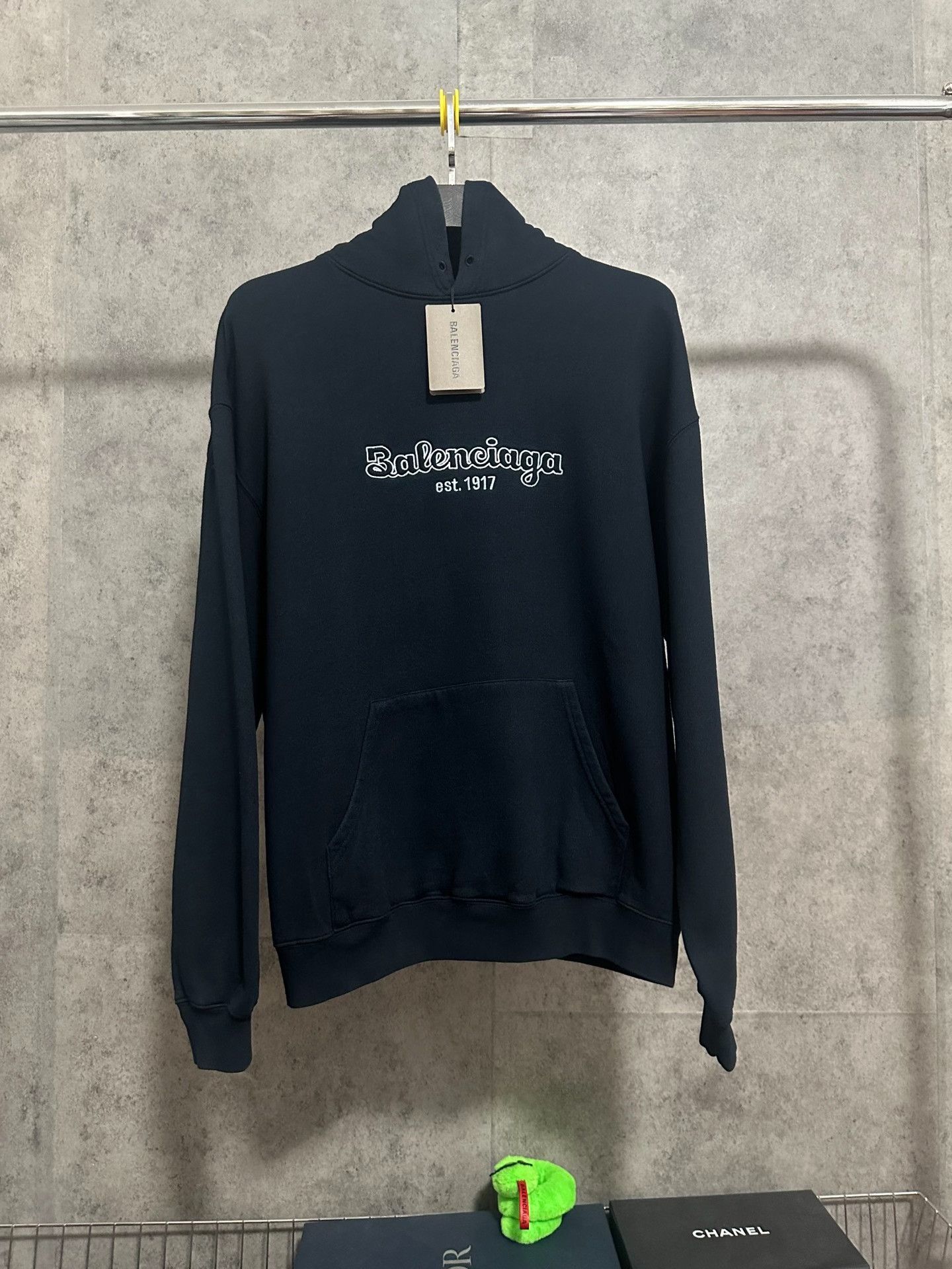 balenciaga embroidered logo hooded sweatshirt